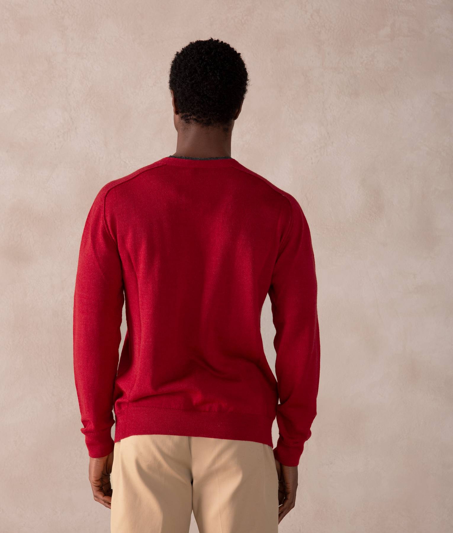 Classic Saddle V Neck Sweater - Garnet