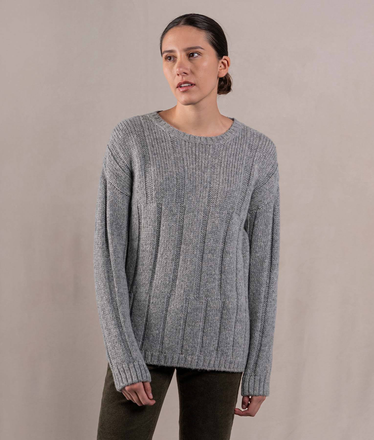 Ribbed Long Sweater - Heather Grey