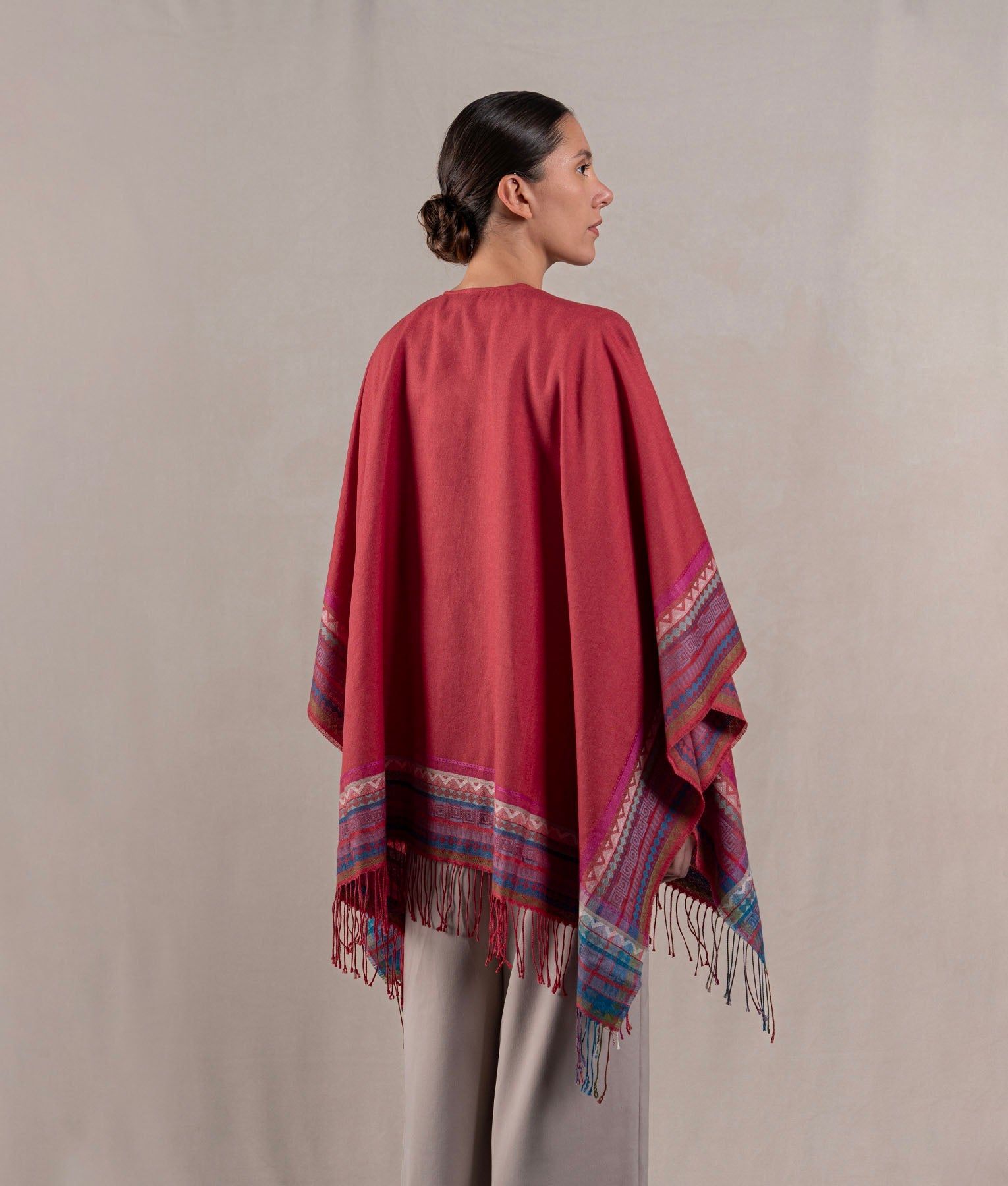 Jacquard El Pueblo Cape - Deep Crimson Red