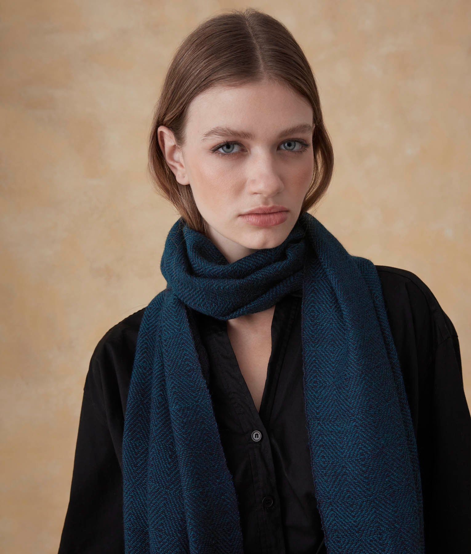 Tiny Windows Scarf - Peacock And Deep Lake