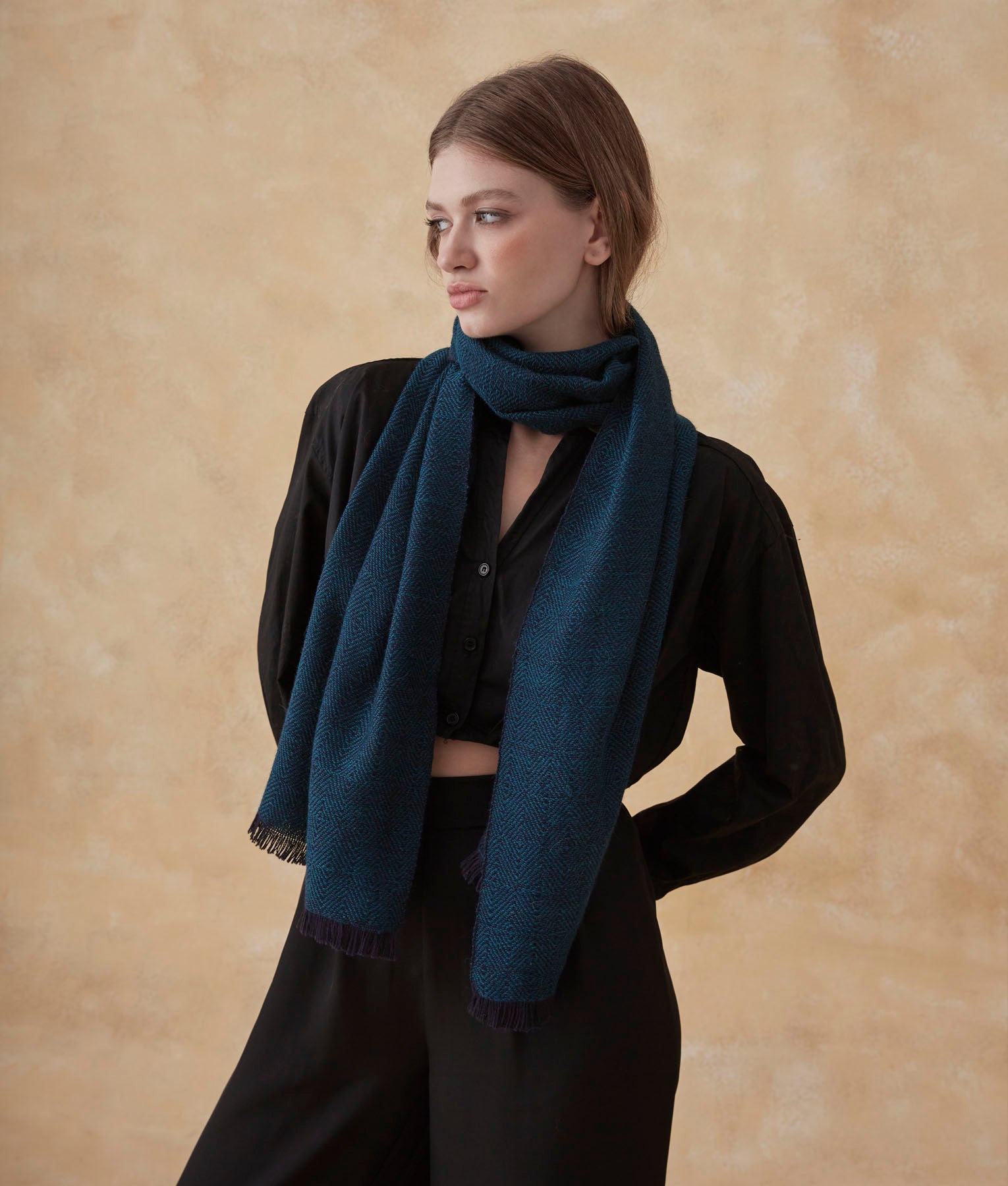 Tiny Windows Scarf - Peacock And Deep Lake