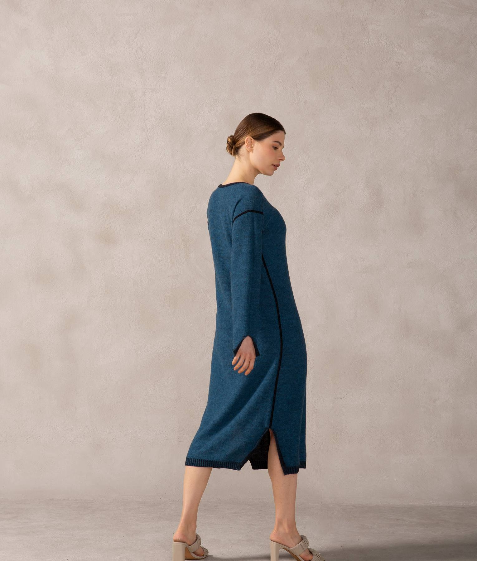 Reversible Long Line Dress - Asphalt Gray And Vallarta Blue