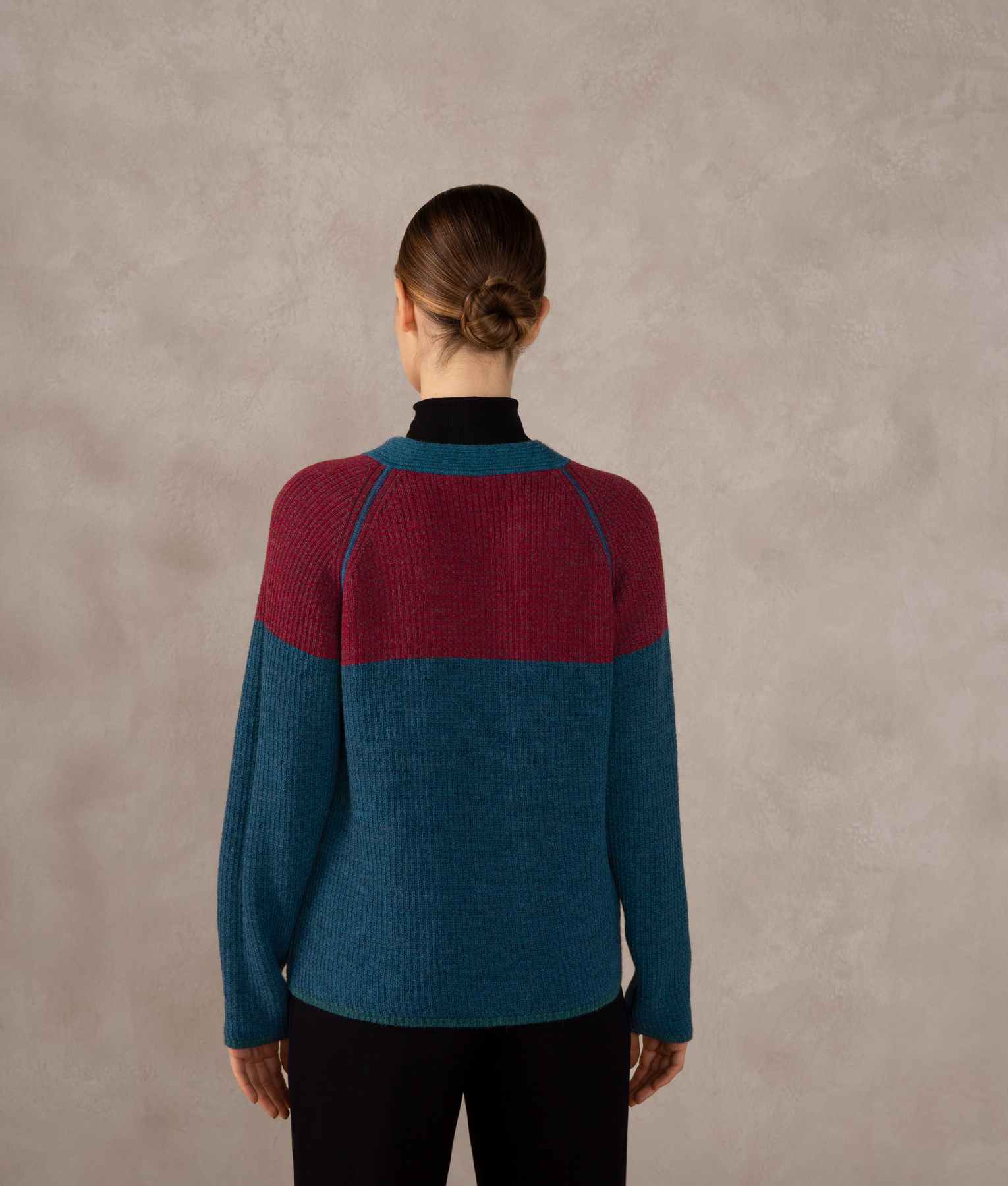 Reversible Ribbed Cardigan - Pompeii Red And Deep Jungle