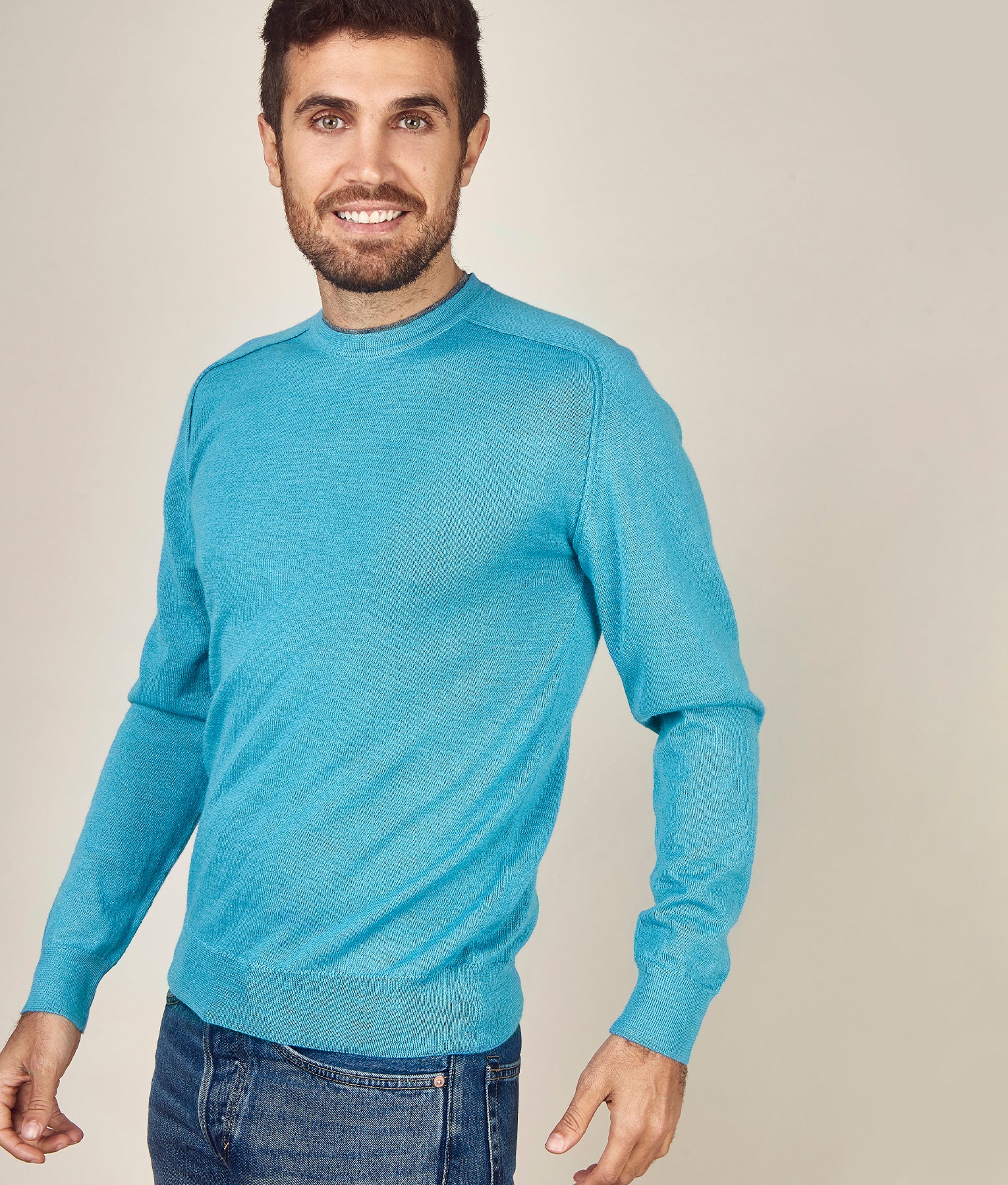 Classic Jersey Saddle Shoulder Crew - Turquoise