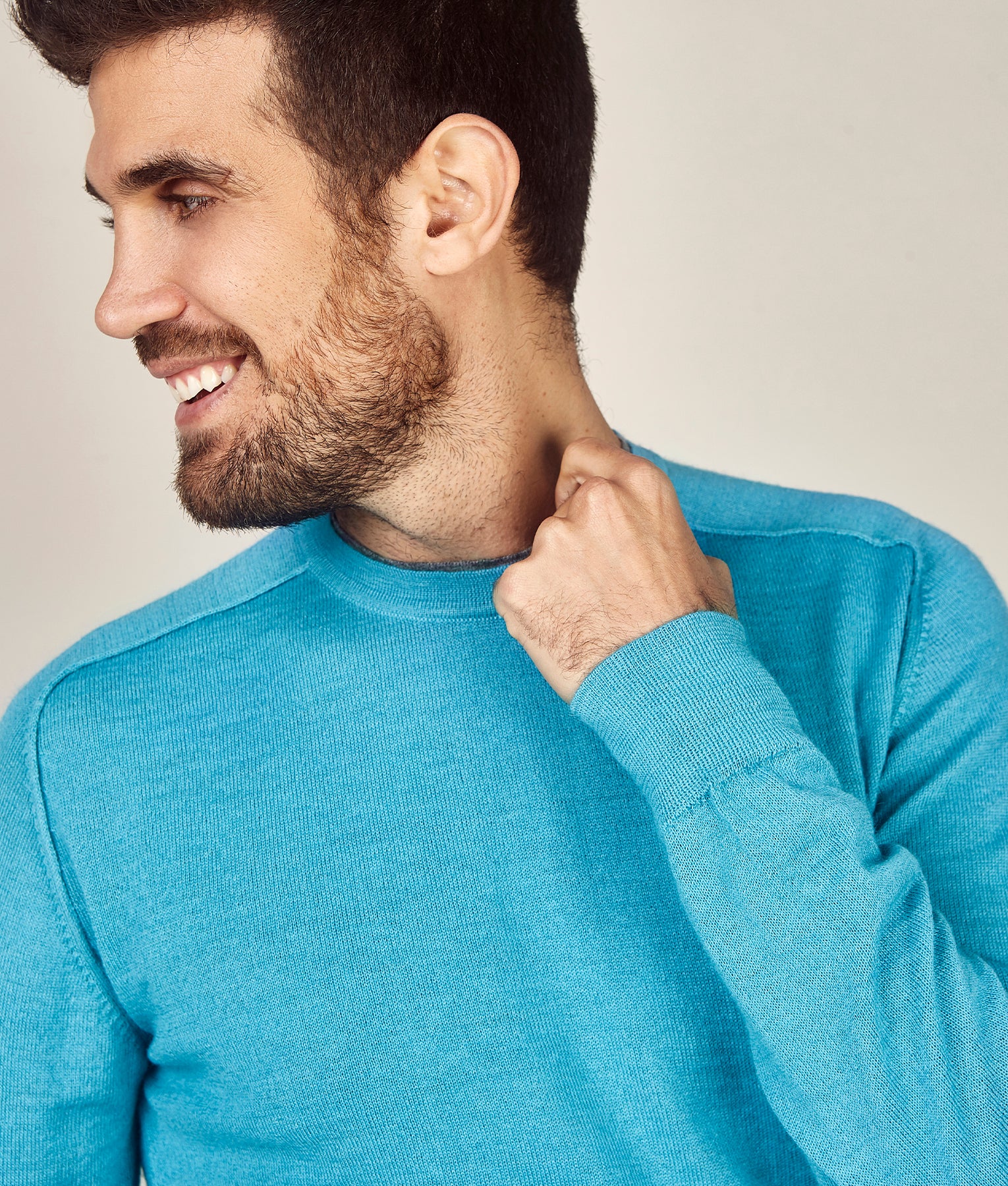 Classic Jersey Saddle Shoulder Crew - Turquoise