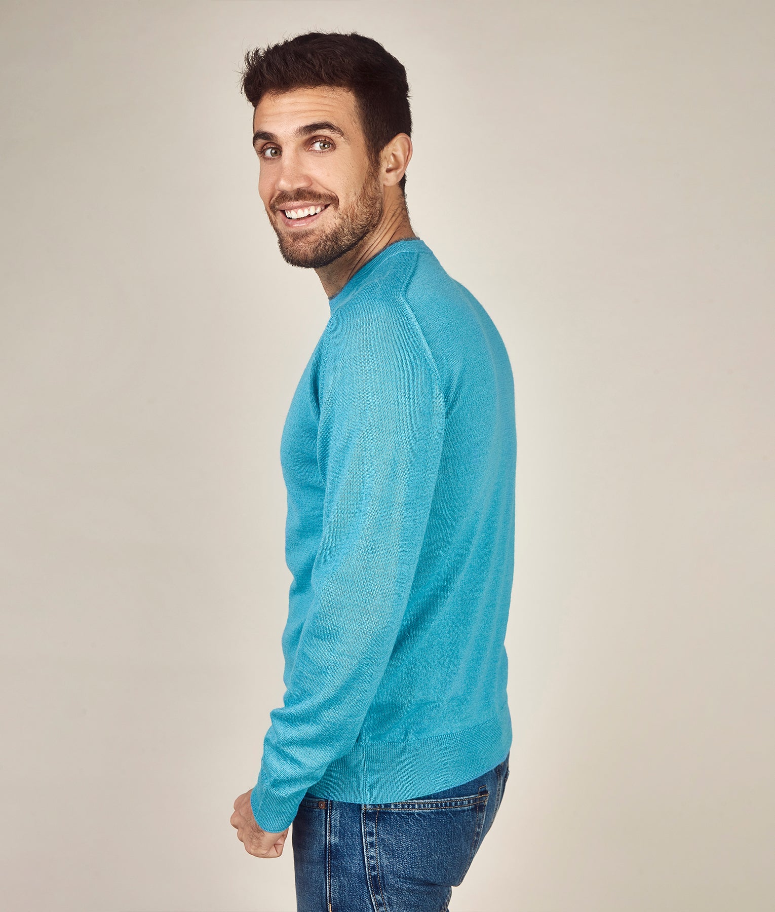 Classic Jersey Saddle Shoulder Crew - Turquoise