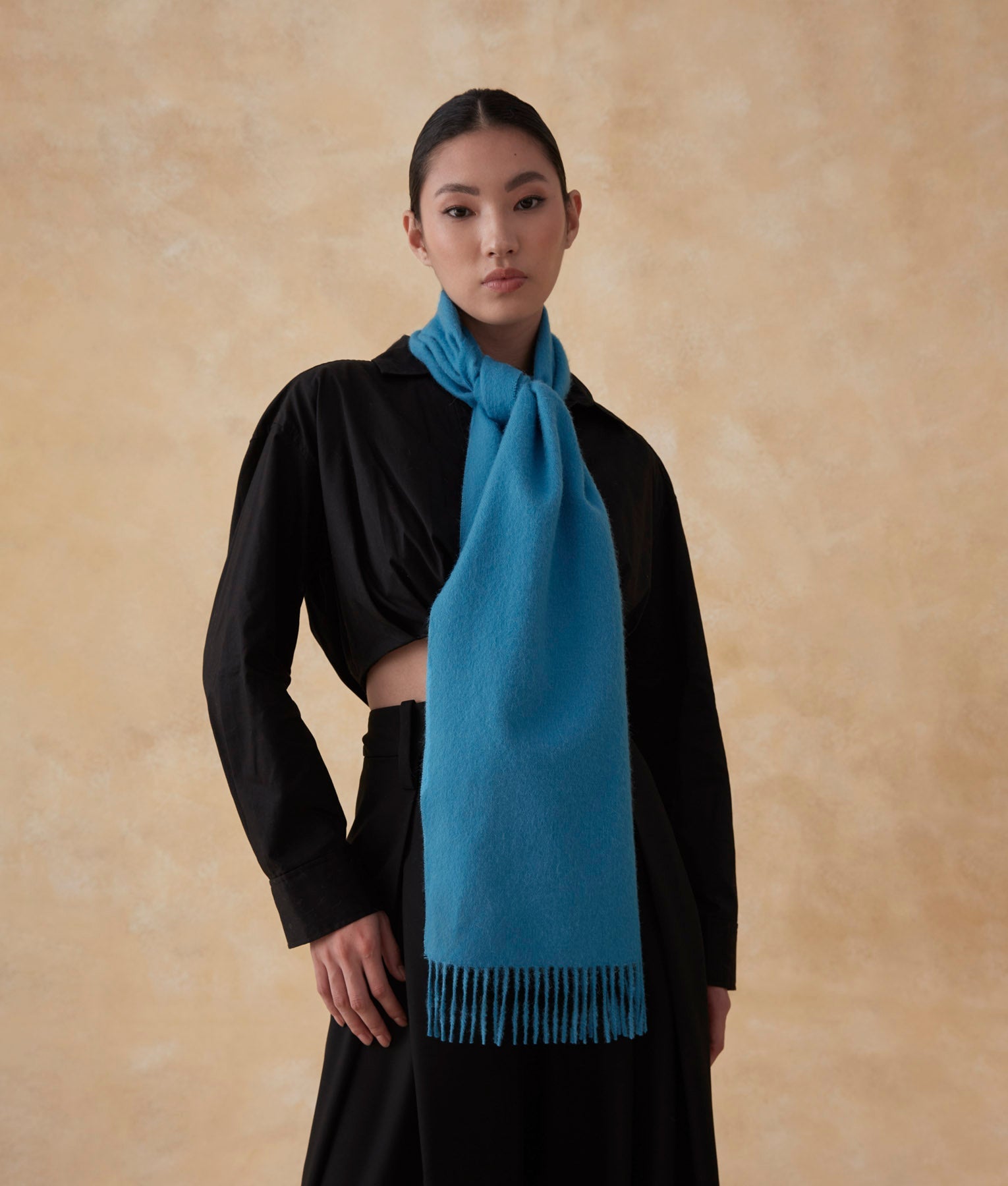 Long Brushed Scarf - Larkspur Blue