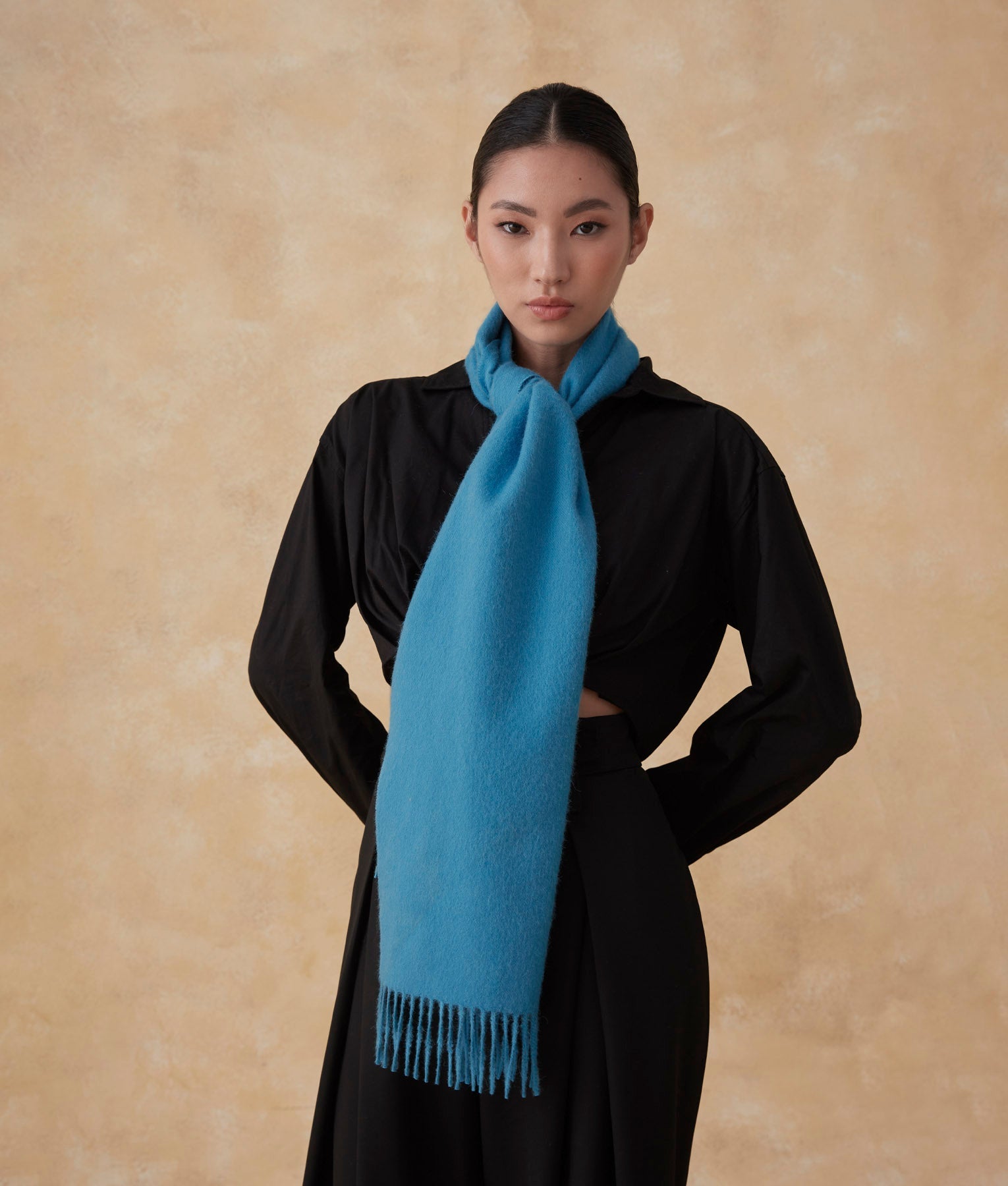 Long Brushed Scarf - Larkspur Blue