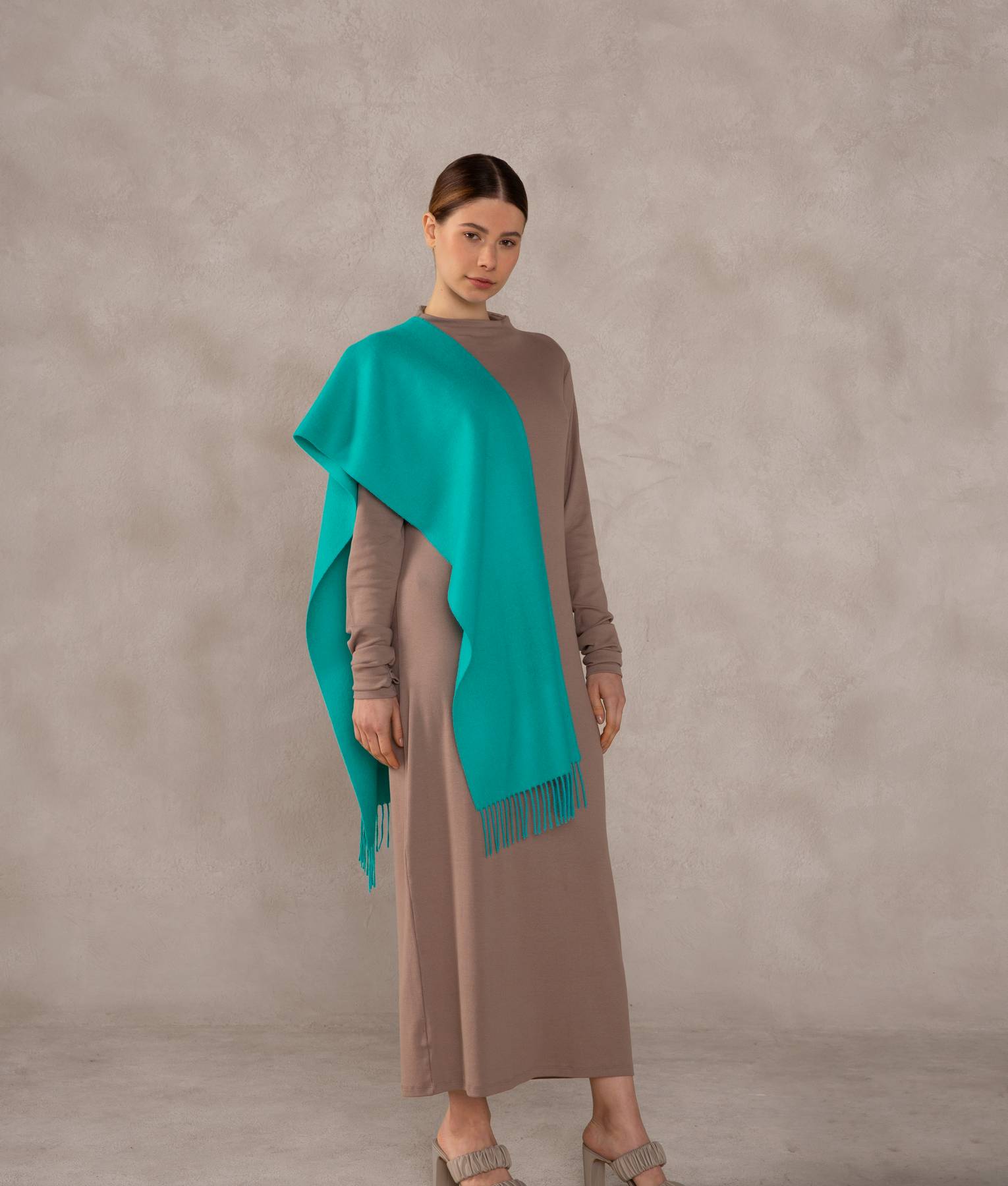 Long Brushed Scarf - Viridian Green