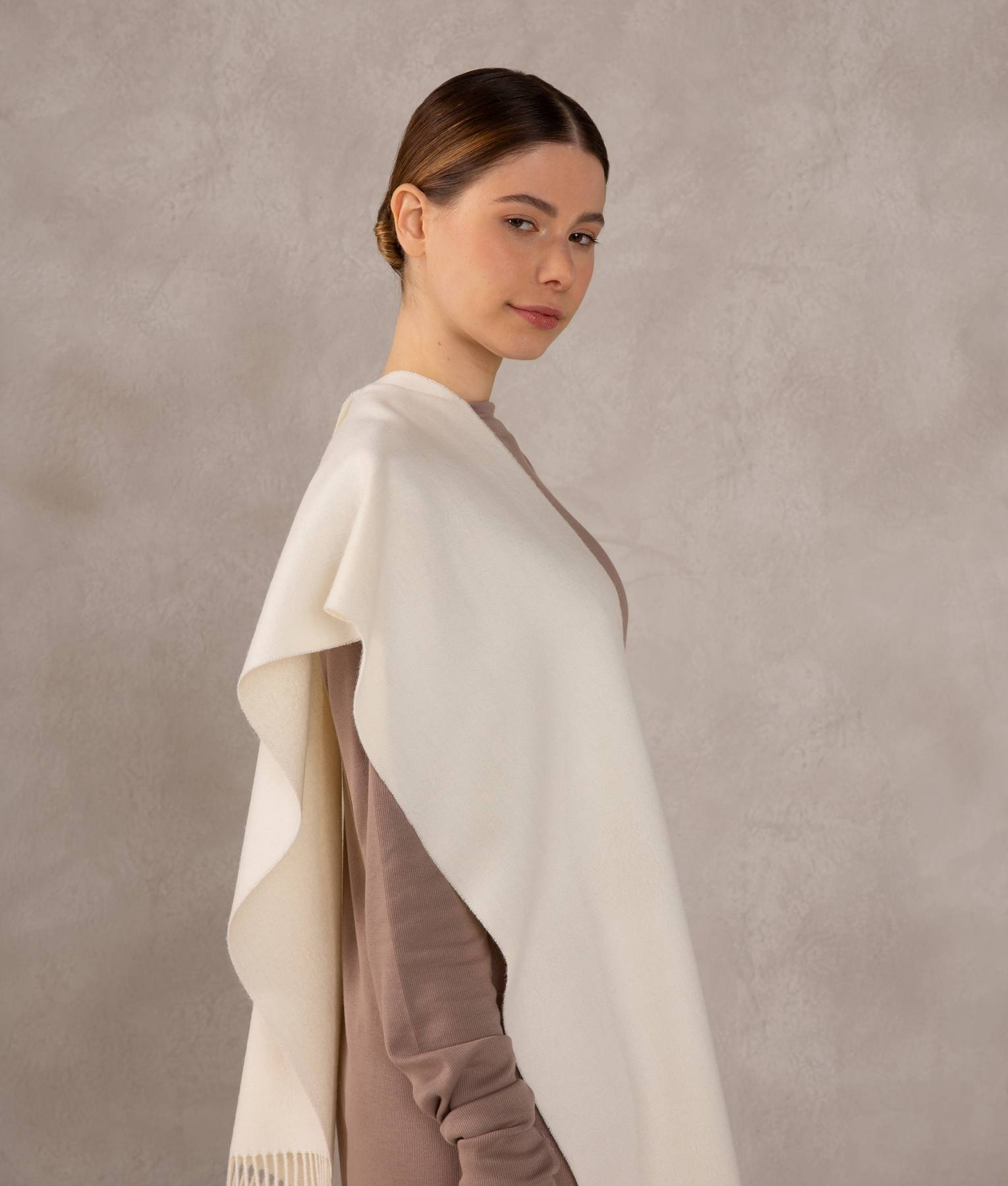 Long Brushed Scarf - Antique White