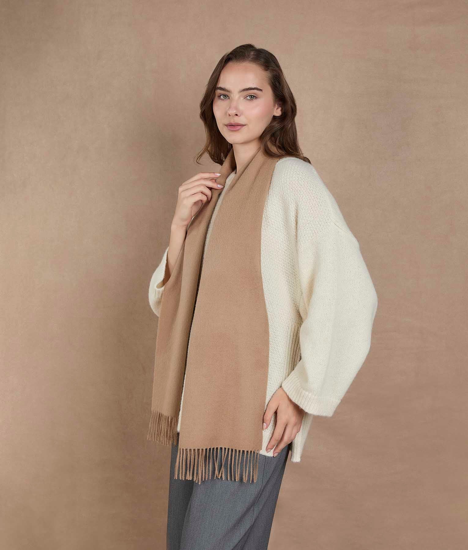 Long Brushed Scarf - Donkey Brown