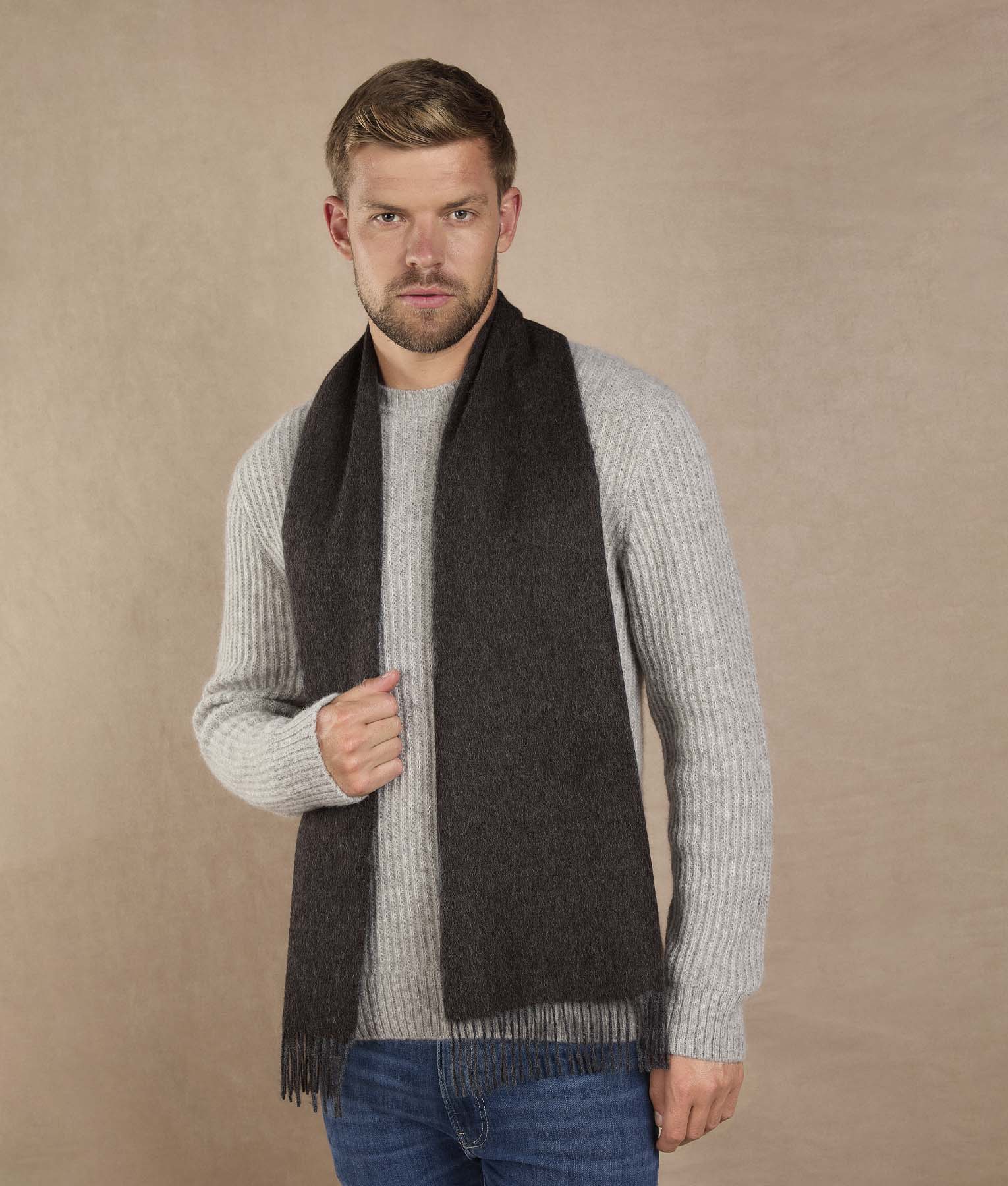 Long Brushed Scarf - Black Oyster