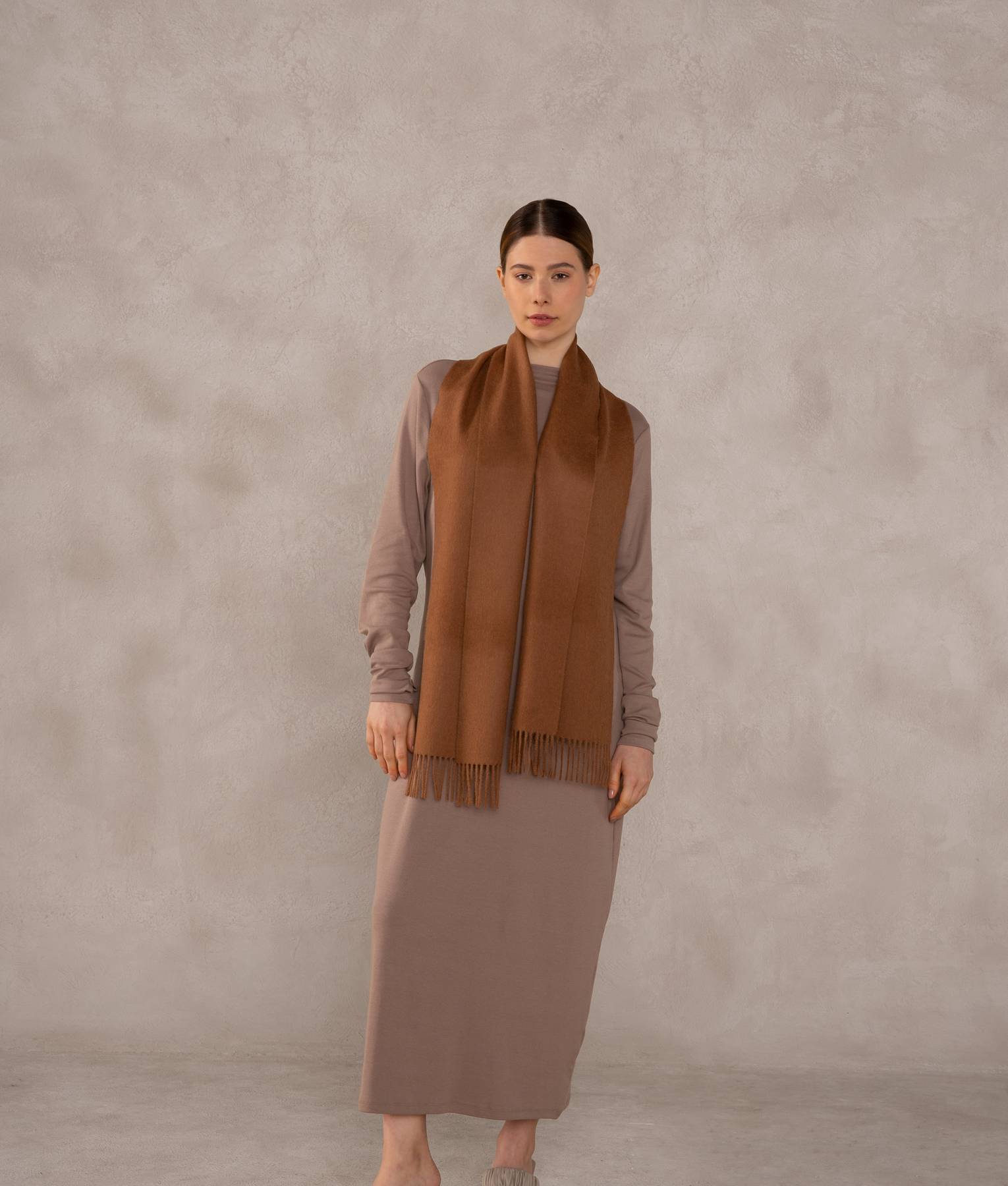 Long Brushed Scarf - Toasted Coconut