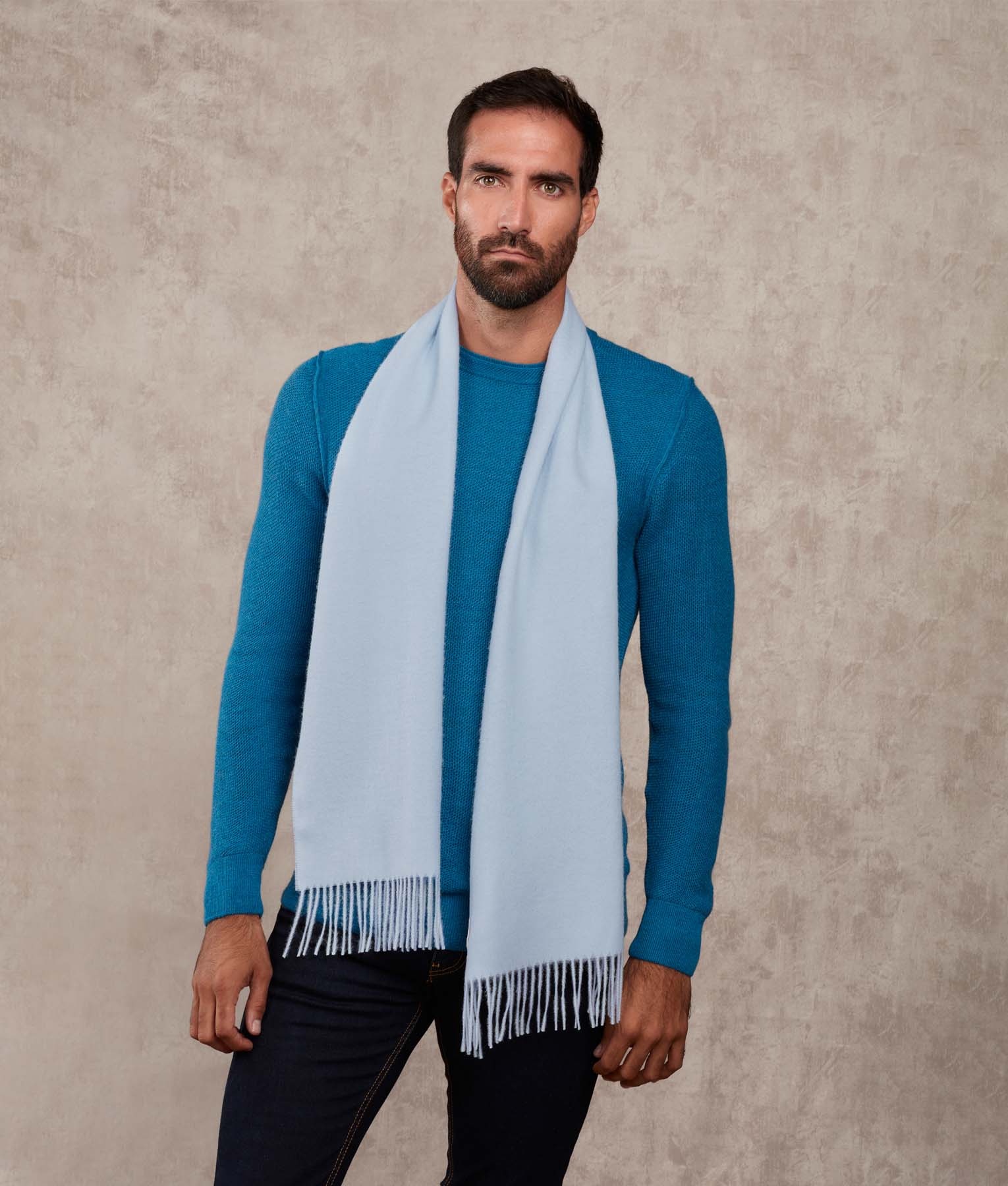 Long Brushed Scarf - Pearl Blue
