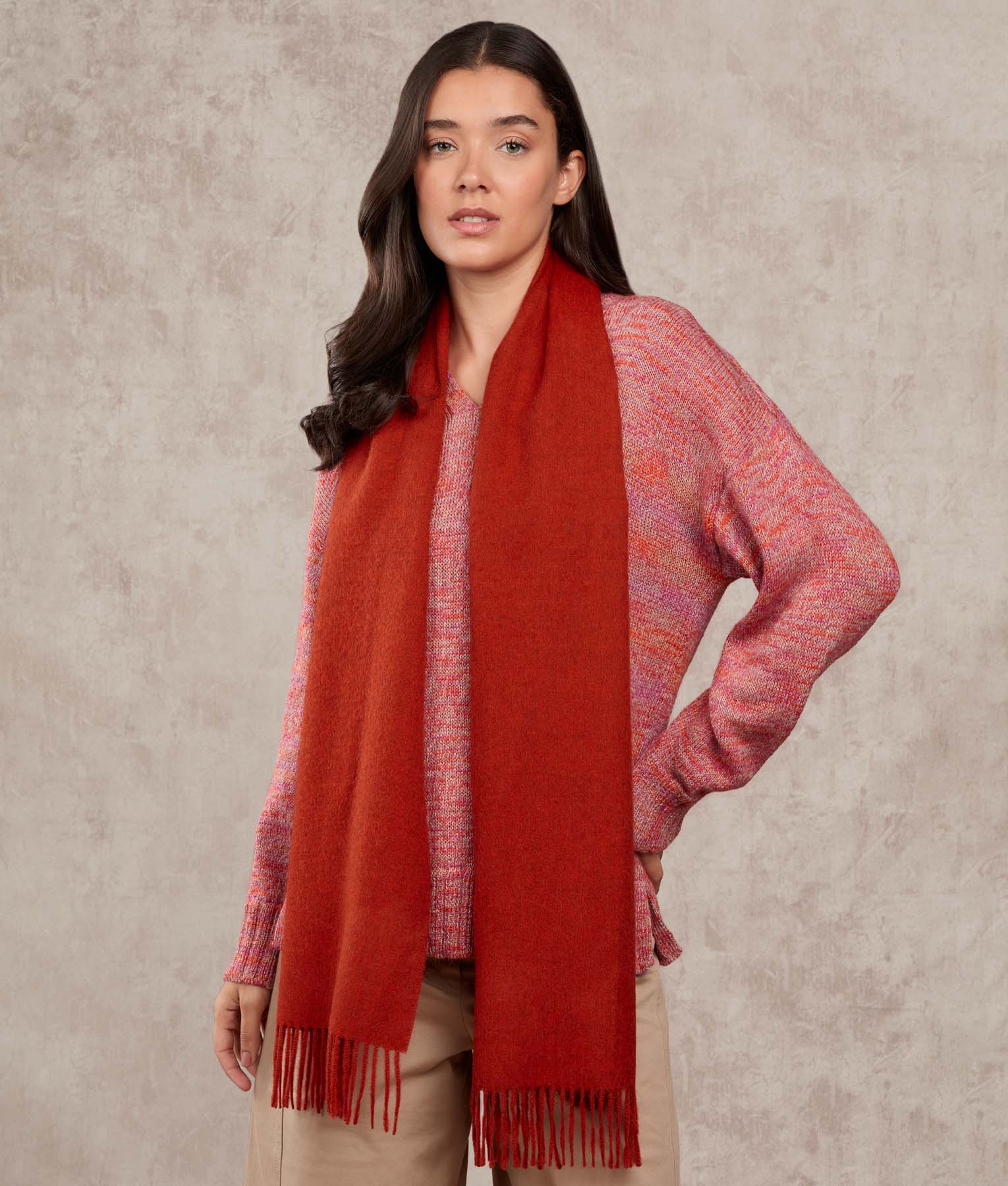 Long Brushed Scarf - Rooibos Tea