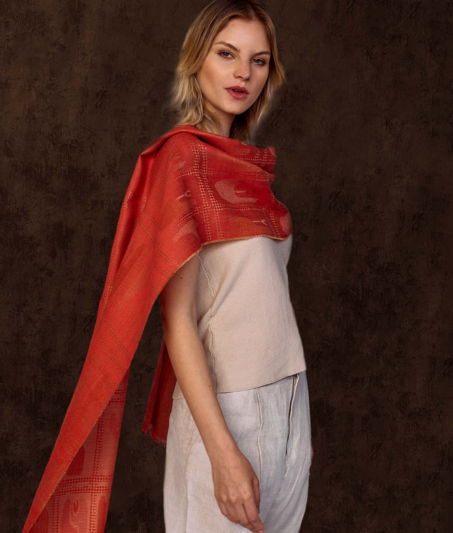 Transition Paracas-Nazca Scarf - Dark Orange