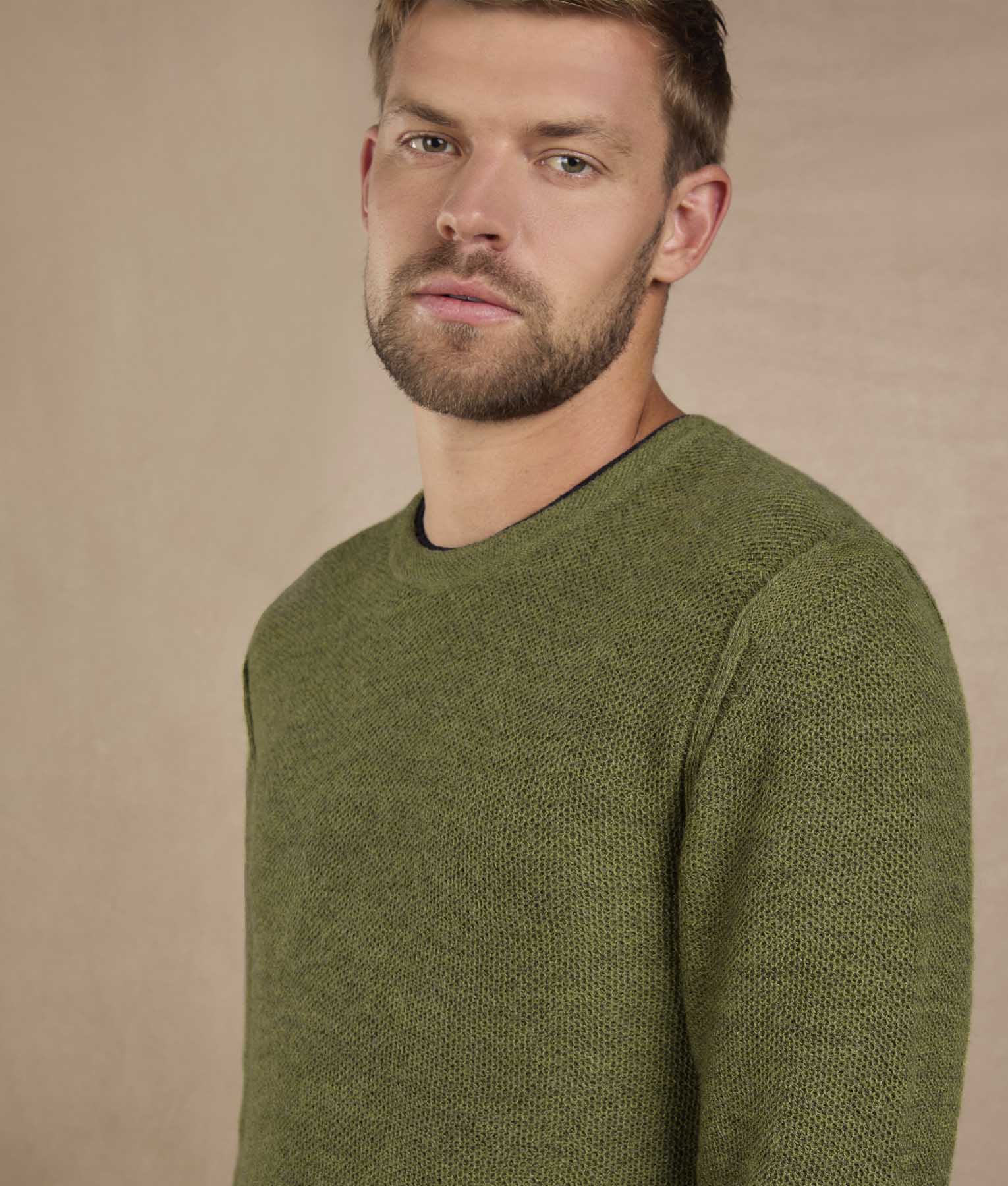 Basic Honey Comb Sweater - Vibrant Moss Green