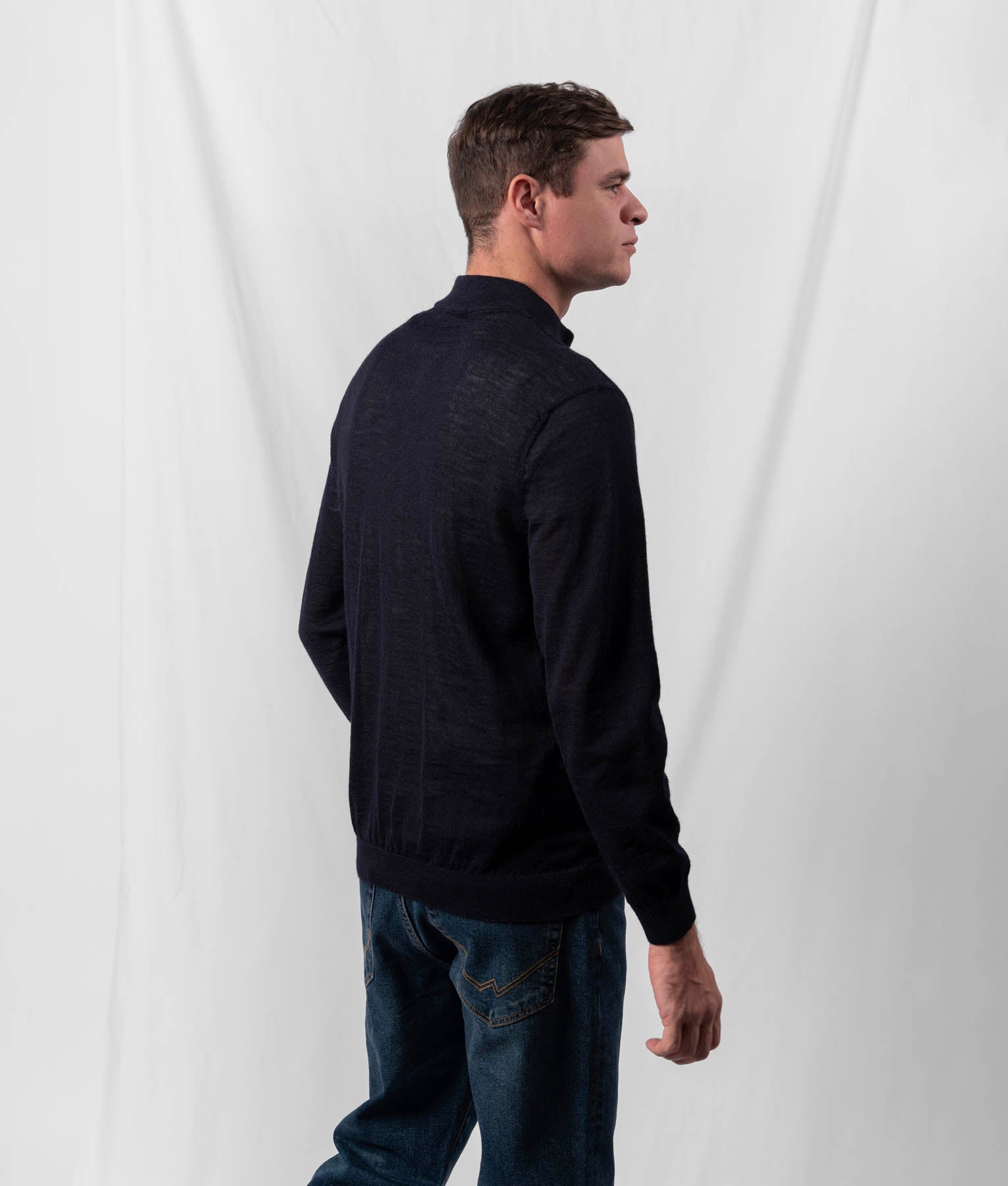 Jersey Mock Cardigan - Navy Blue