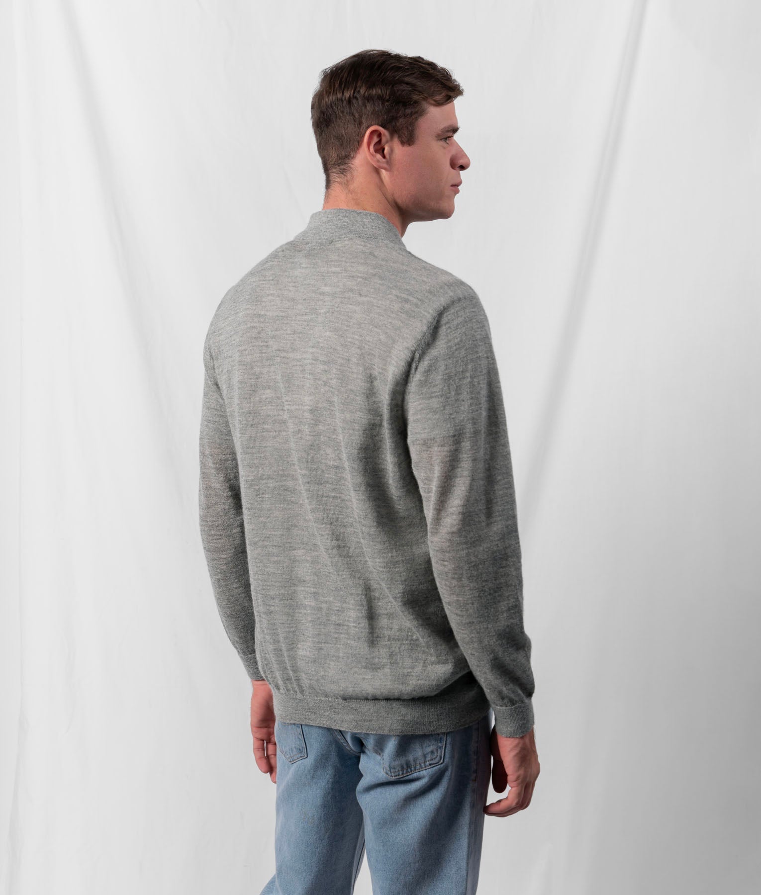 Jersey Mock Cardigan - Light Grey