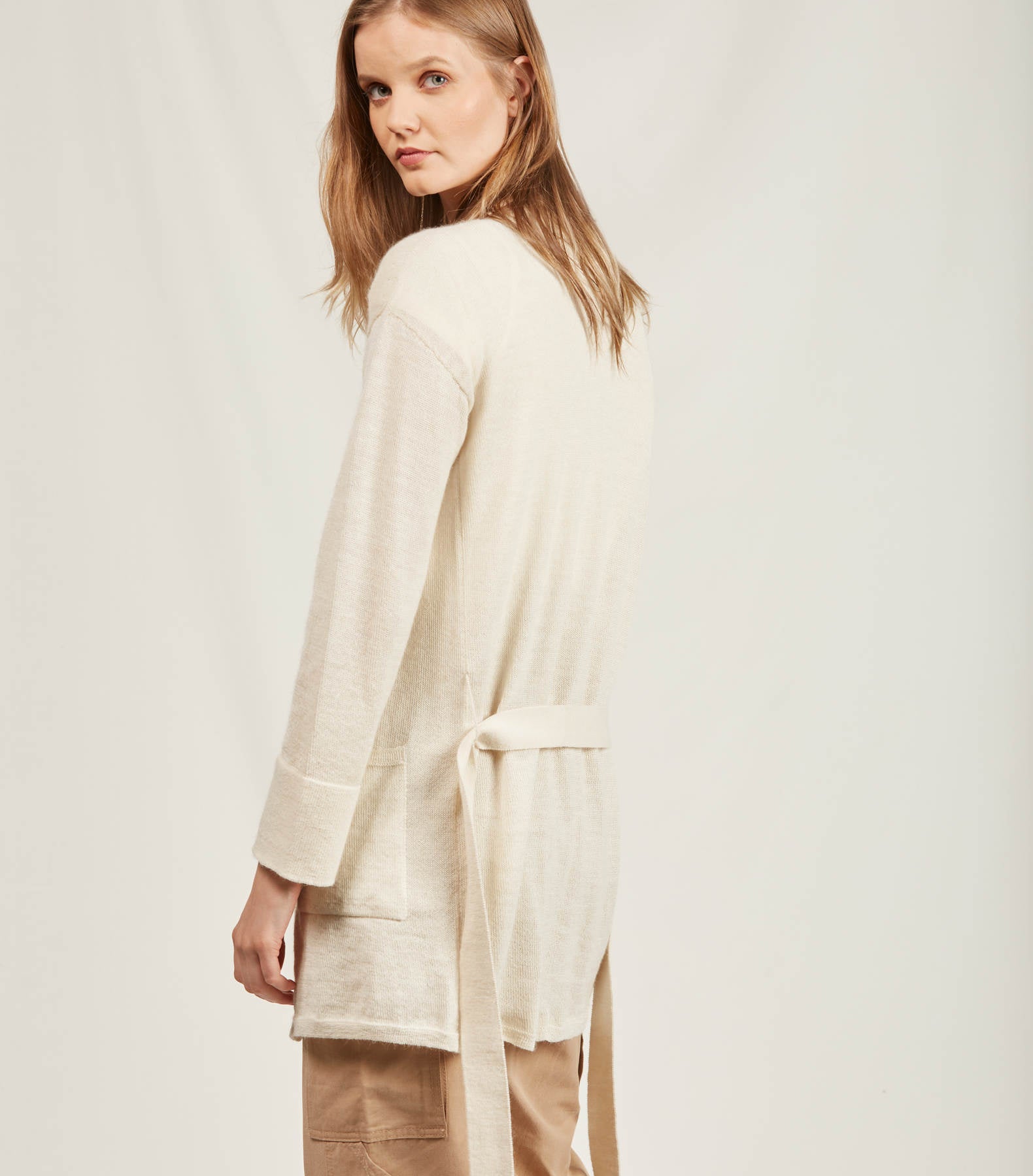 Organic Alpaca Long Belted Jersey Cardigan