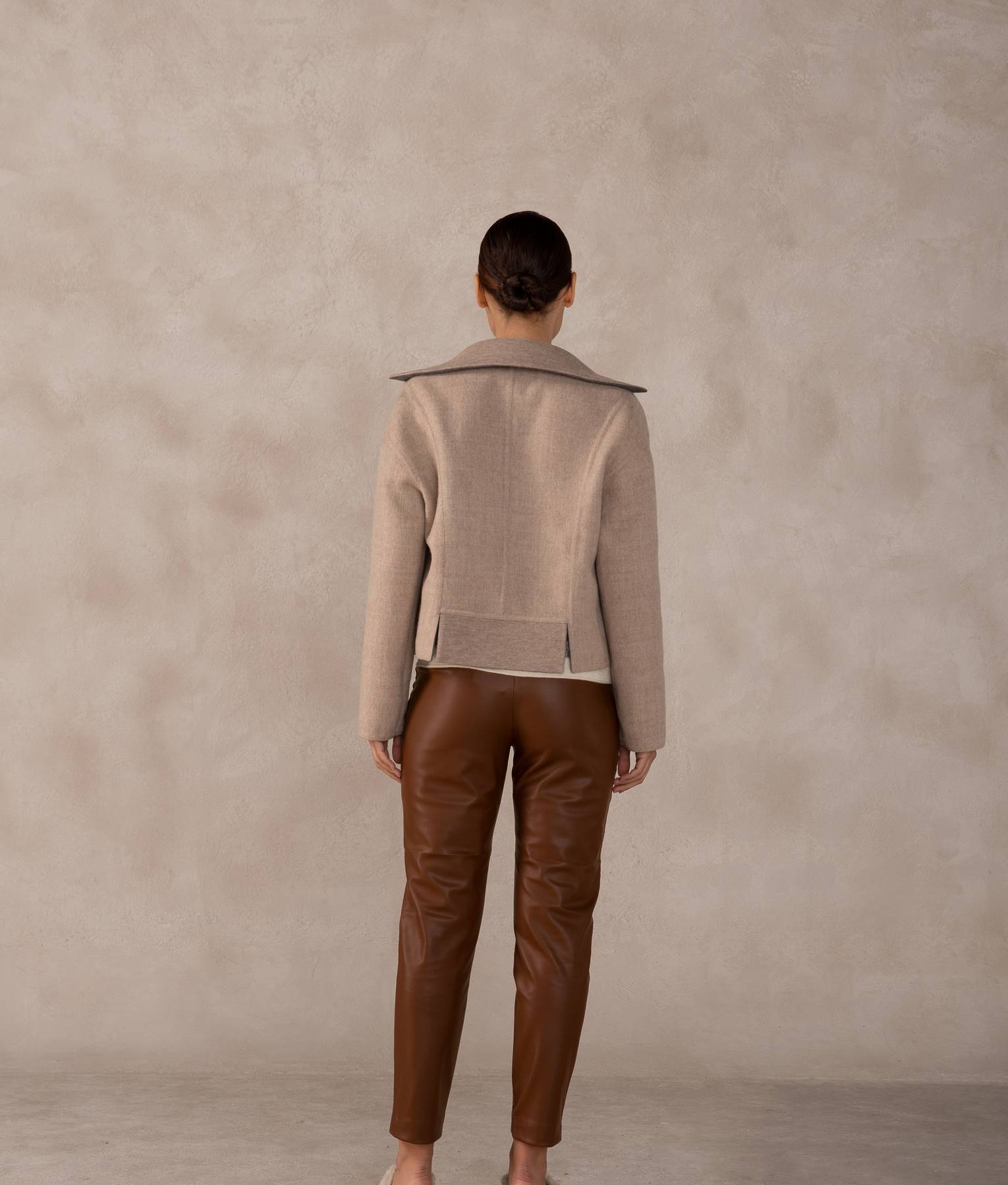 Reversible Short Jacket - Beige And Gray