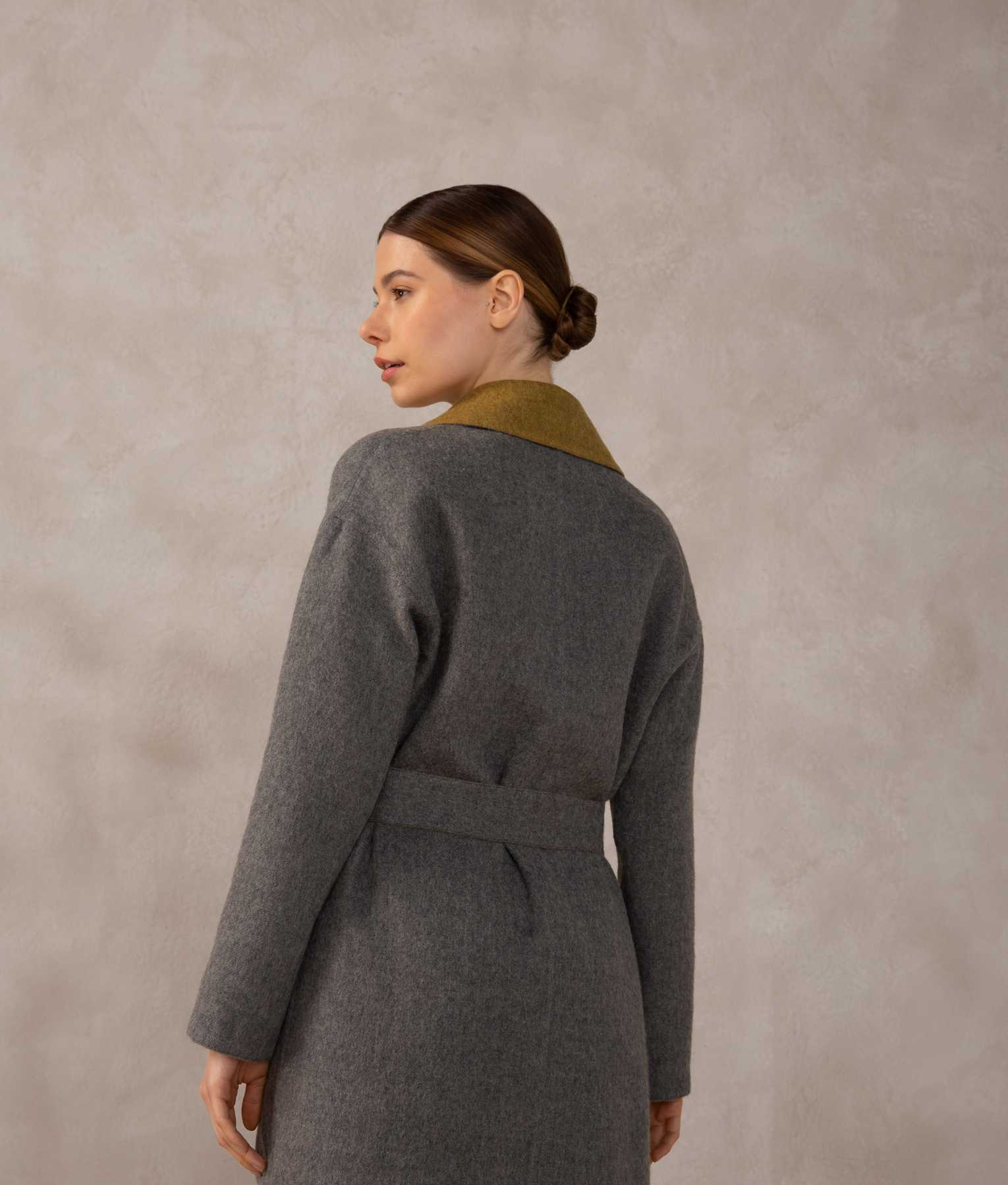 Reversible Wrap Coat - Gadget Gray And Olivenite