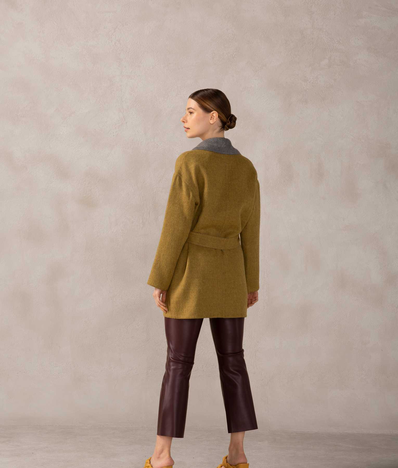 Reversible Wrap Coat - Gadget Gray And Olivenite