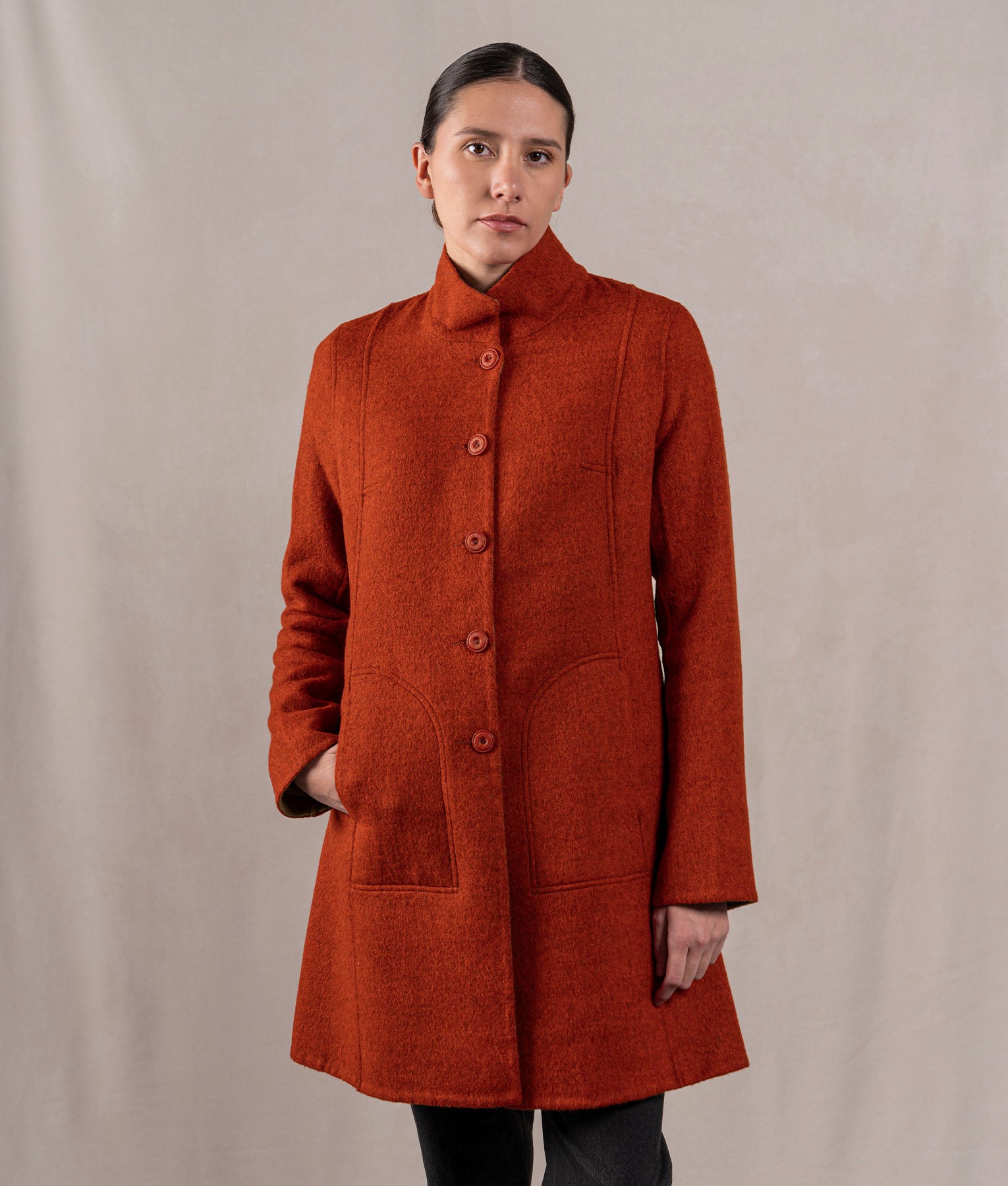 Reversible Soft Coat - Roof Terracotta And Camel