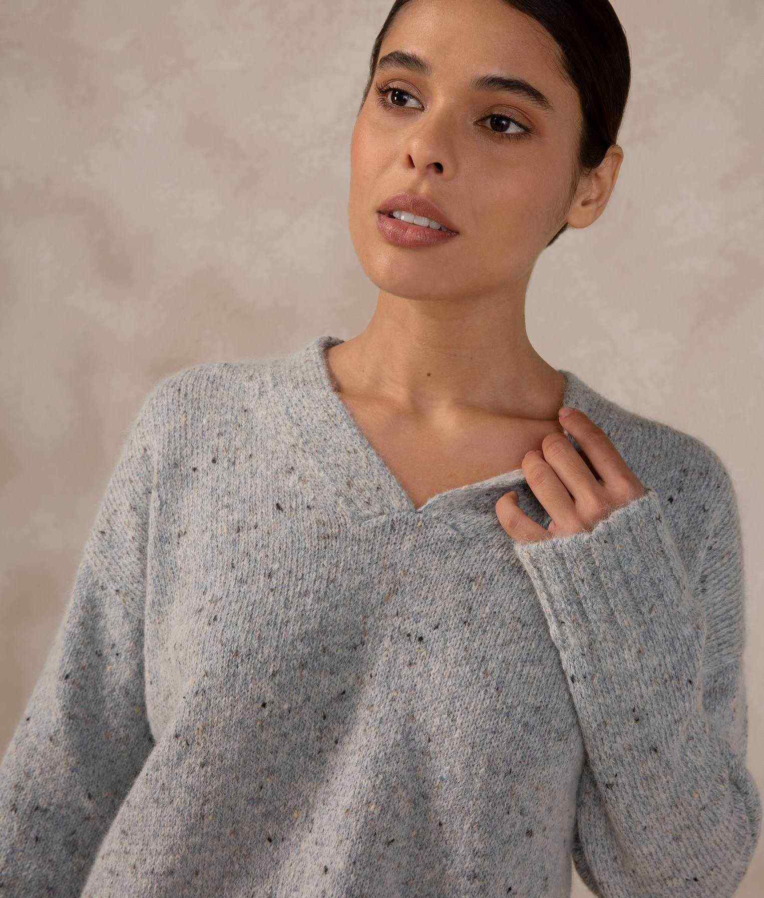 Easy Fit 'V' Neck Sweater - Blue Ballad