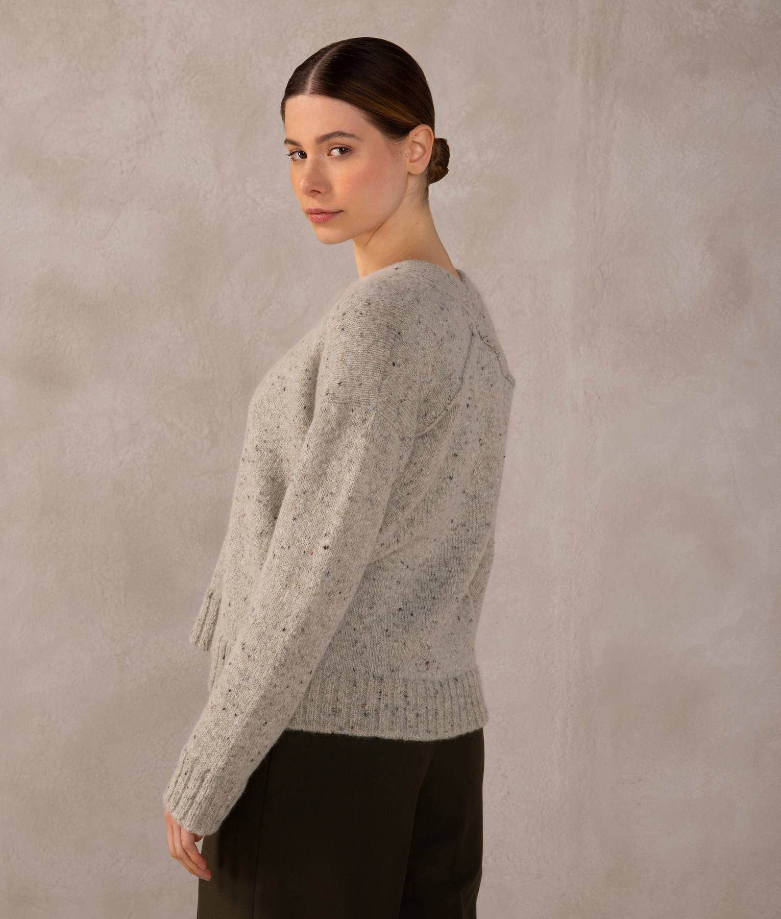 Easy Fit 'V' Neck Sweater - Green Tint