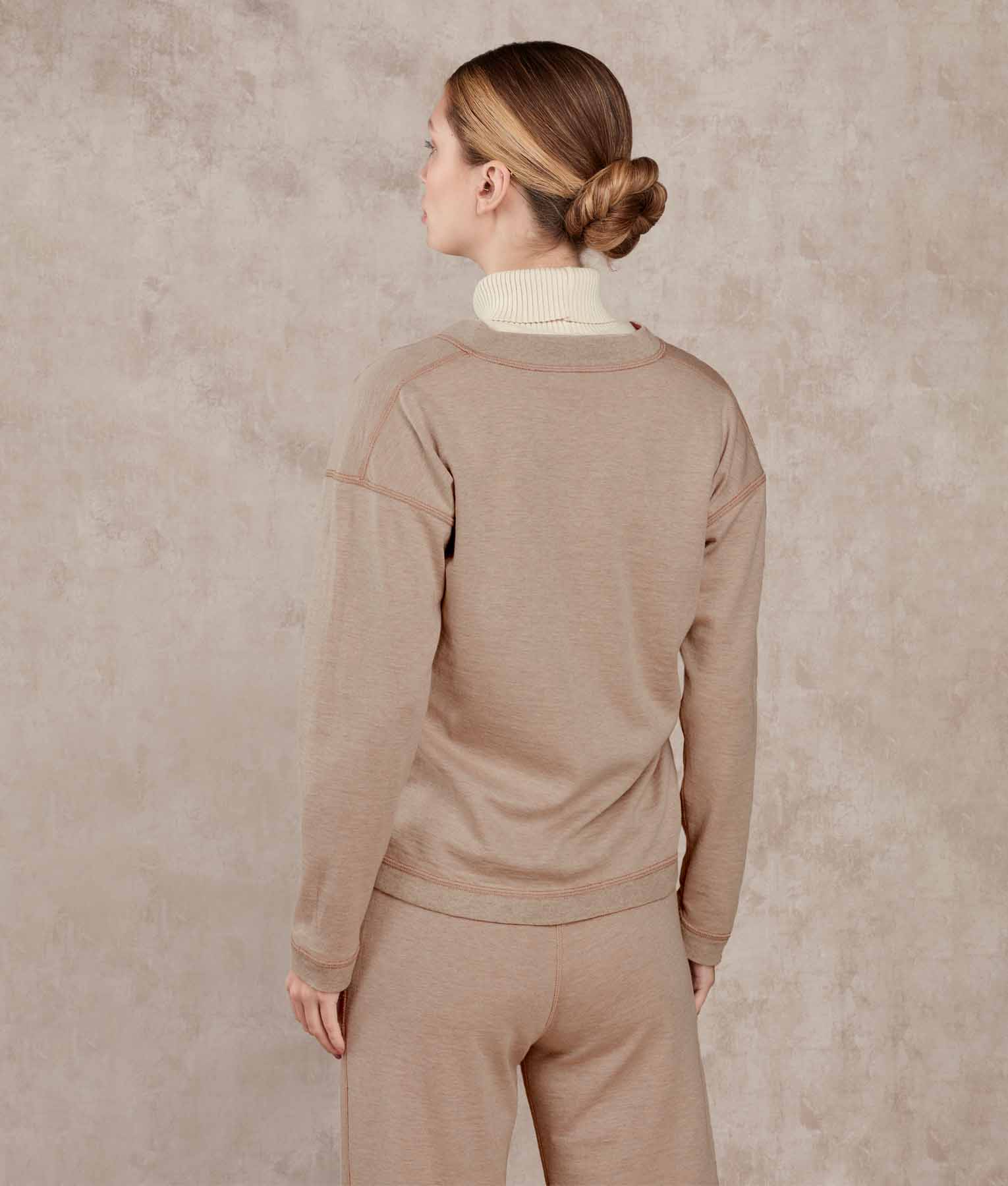 Basic Vee Neck Alpaca-Cotton Sweater