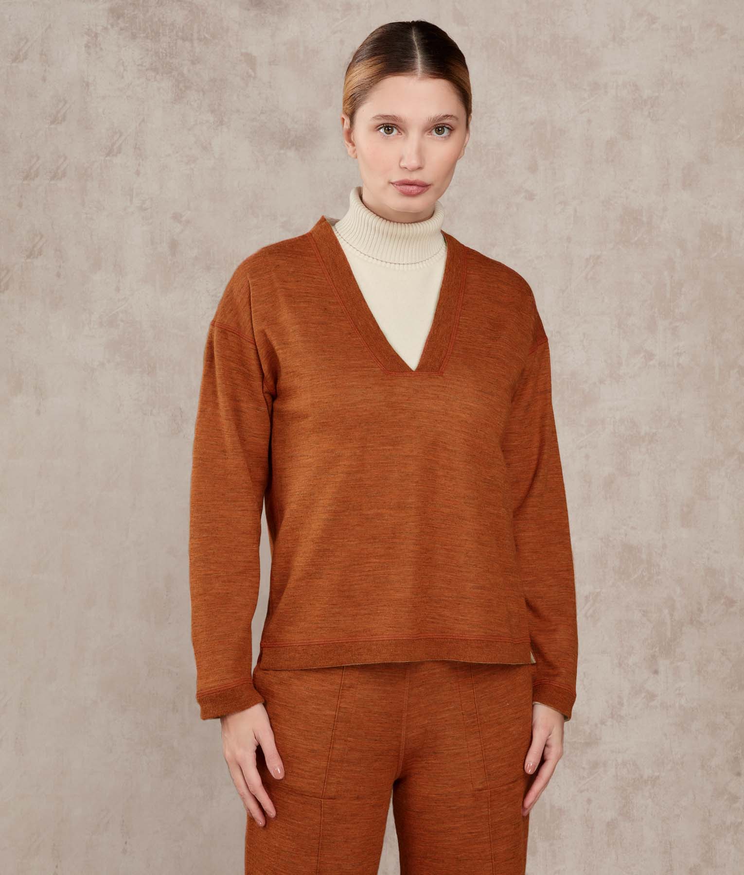 Basic Vee Neck Alpaca-Cotton Sweater