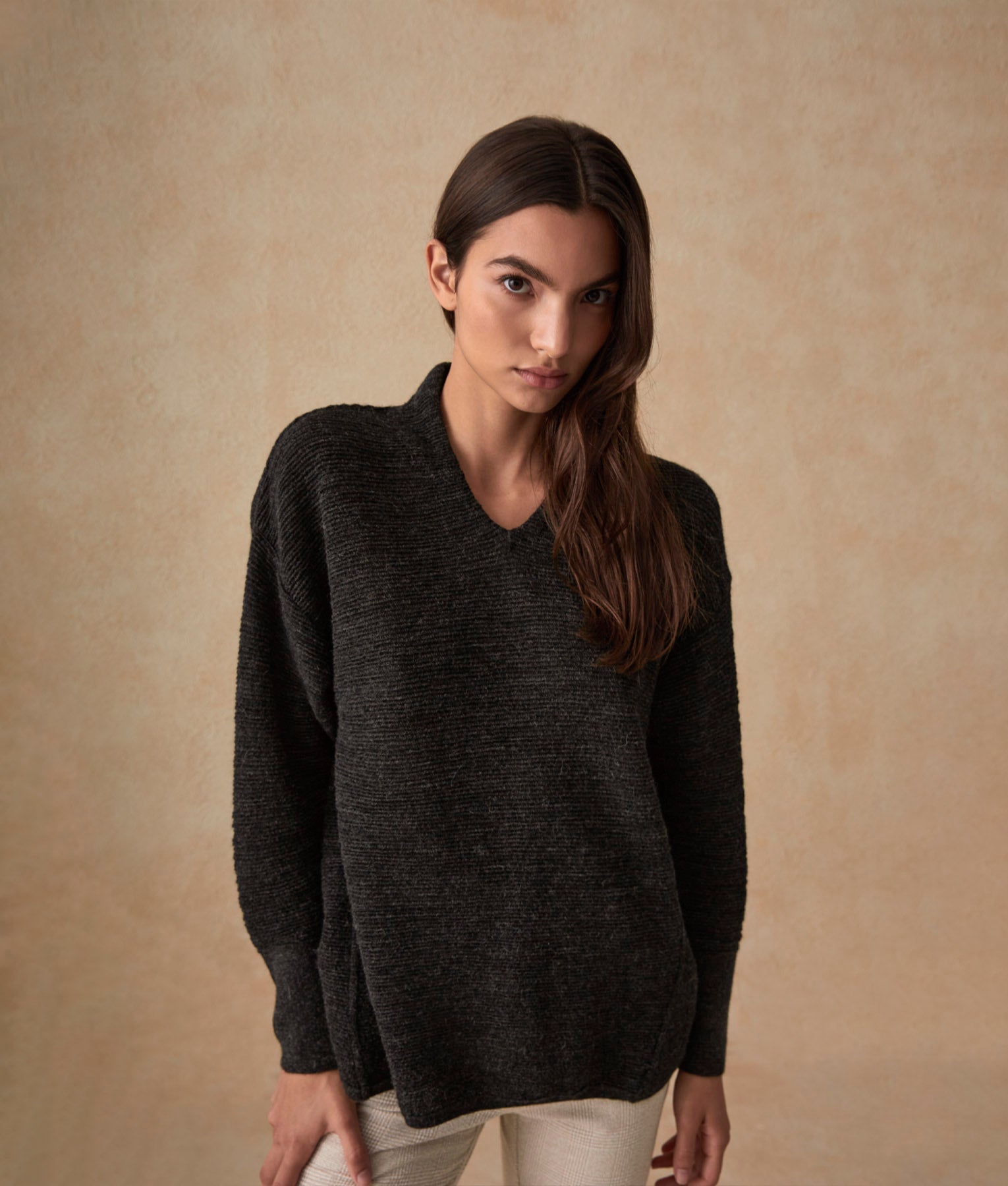 A Shape V Neck Tunic - Pirate Black