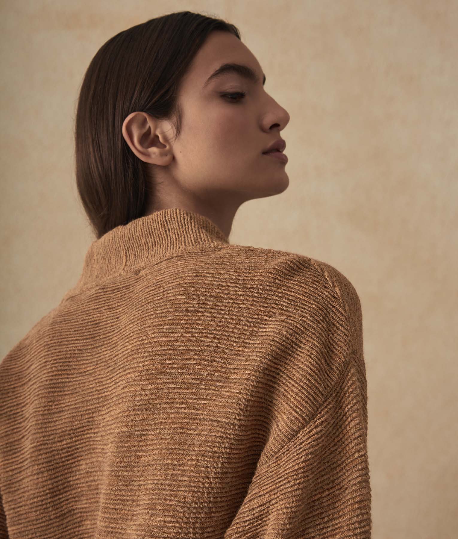 A Shape V Neck Tunic - Pecan Brown
