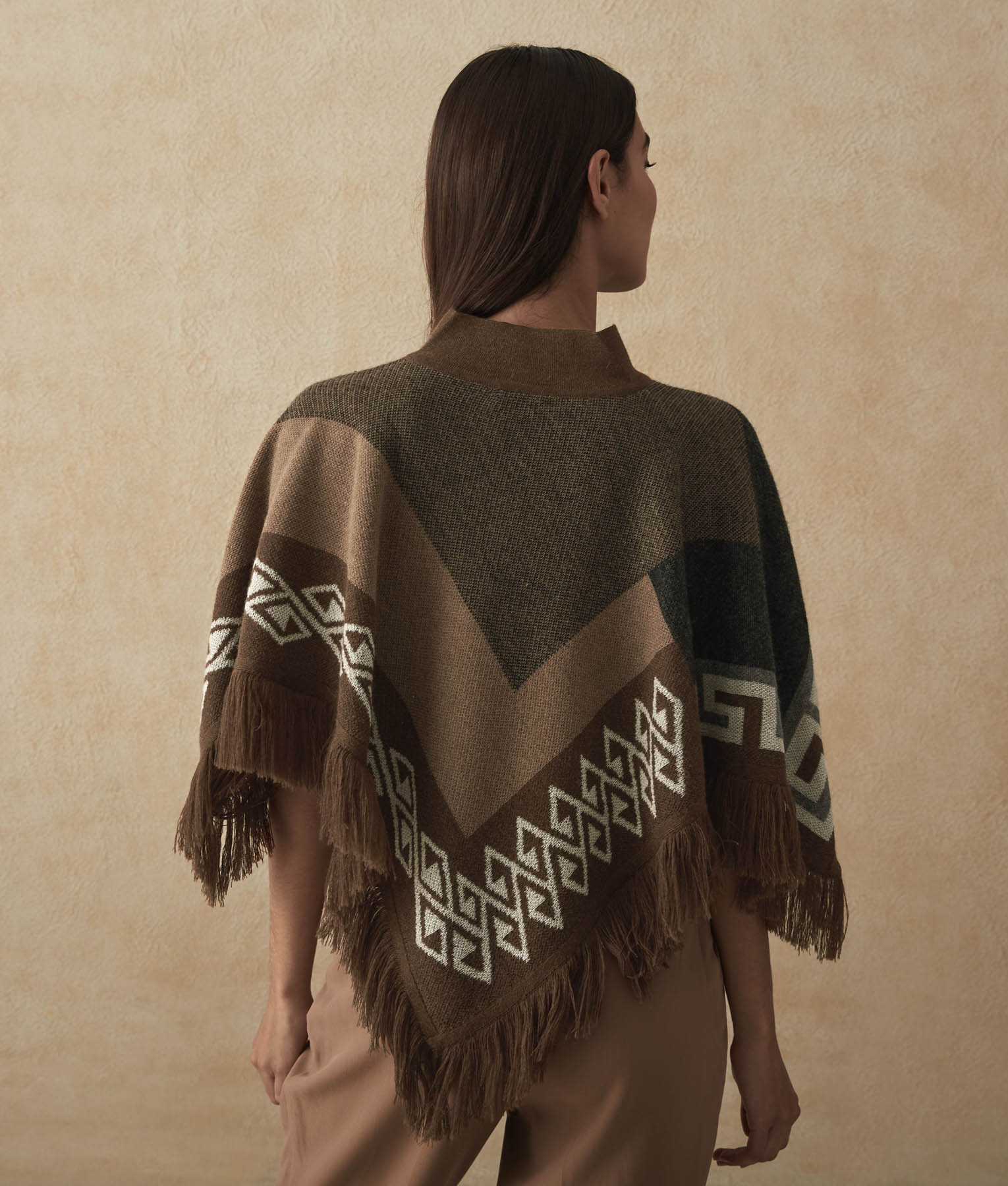 Short Triangle Half-Zip Baby Alpaca Poncho