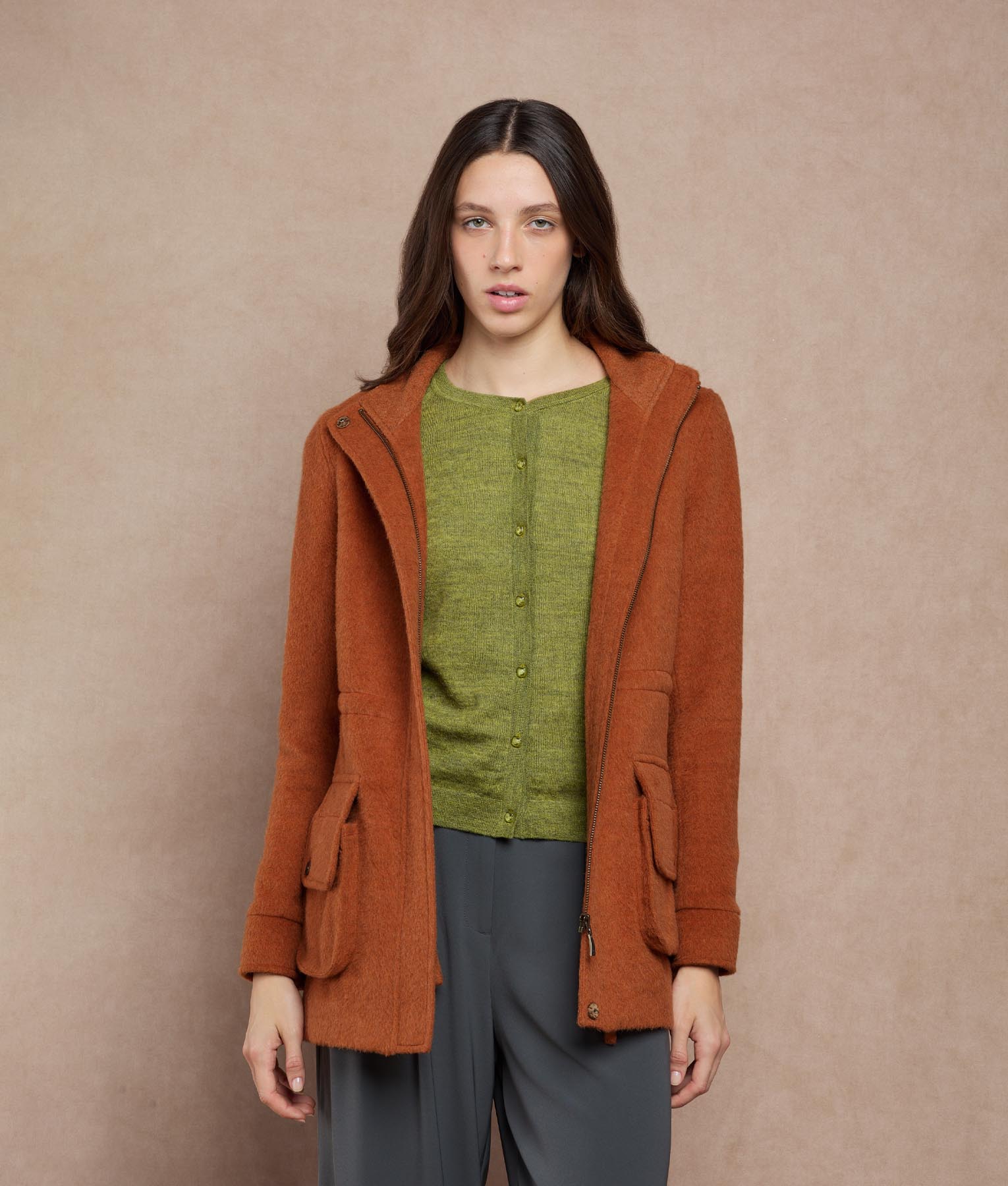 Easy Fit Cargo Coat - Umber Brown