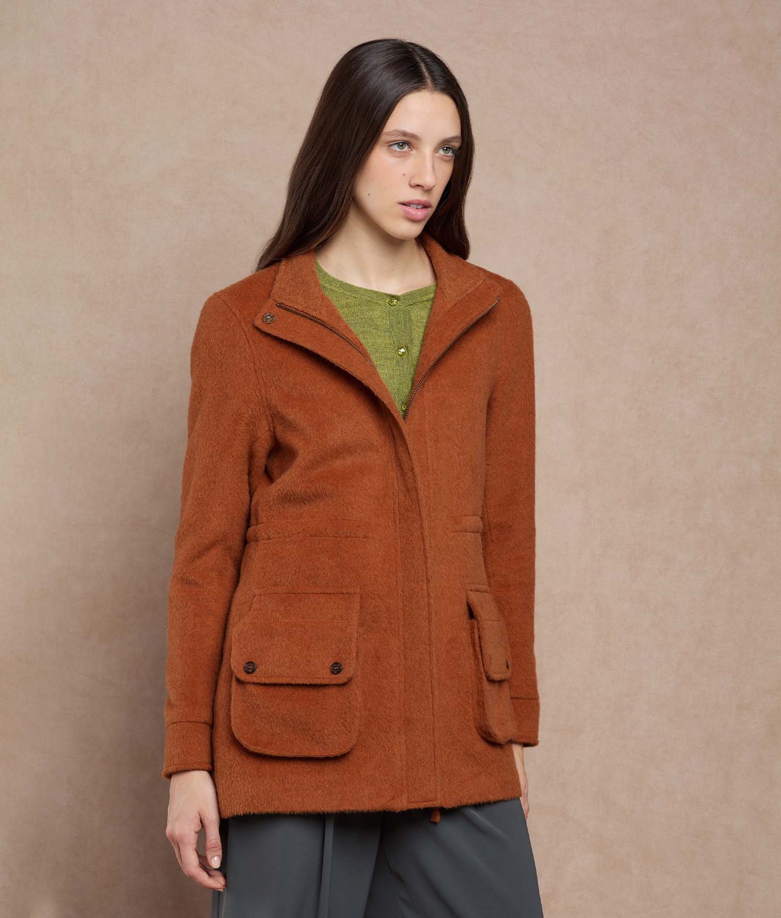 Easy Fit Cargo Coat - Umber Brown