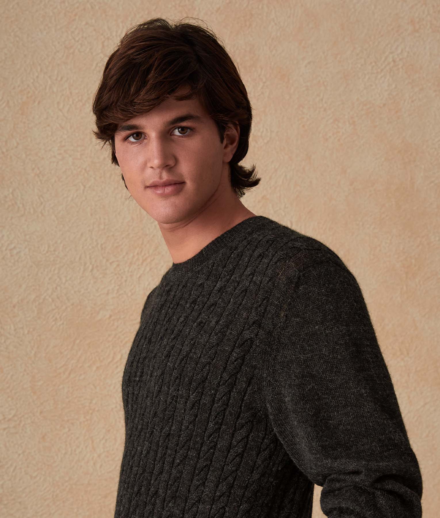 Cable-Knit Men's Baby Alpaca Sweater