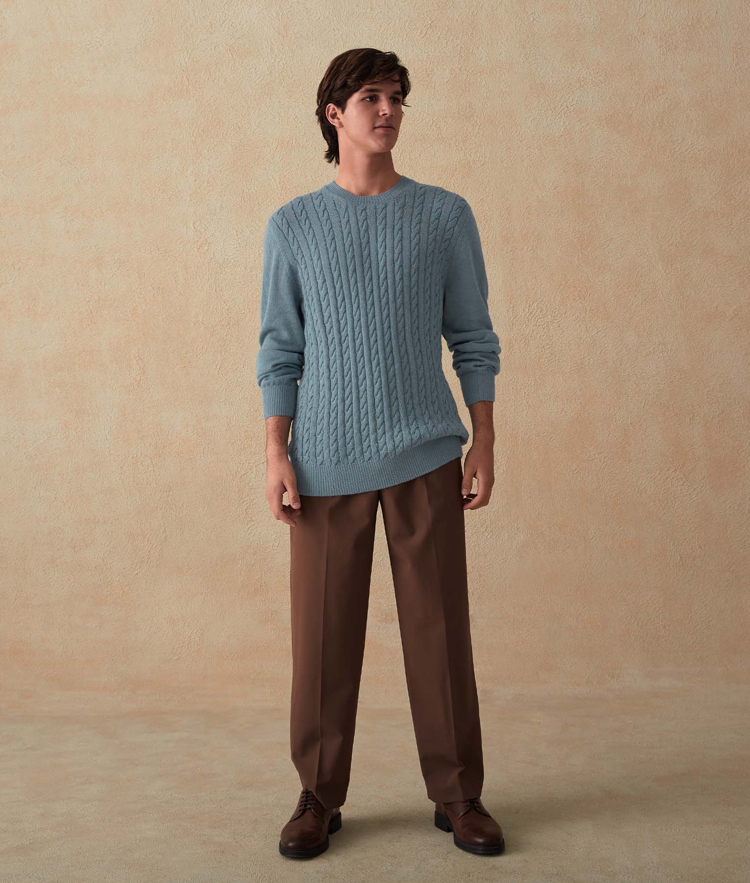 Cable-Knit Men's Baby Alpaca Sweater