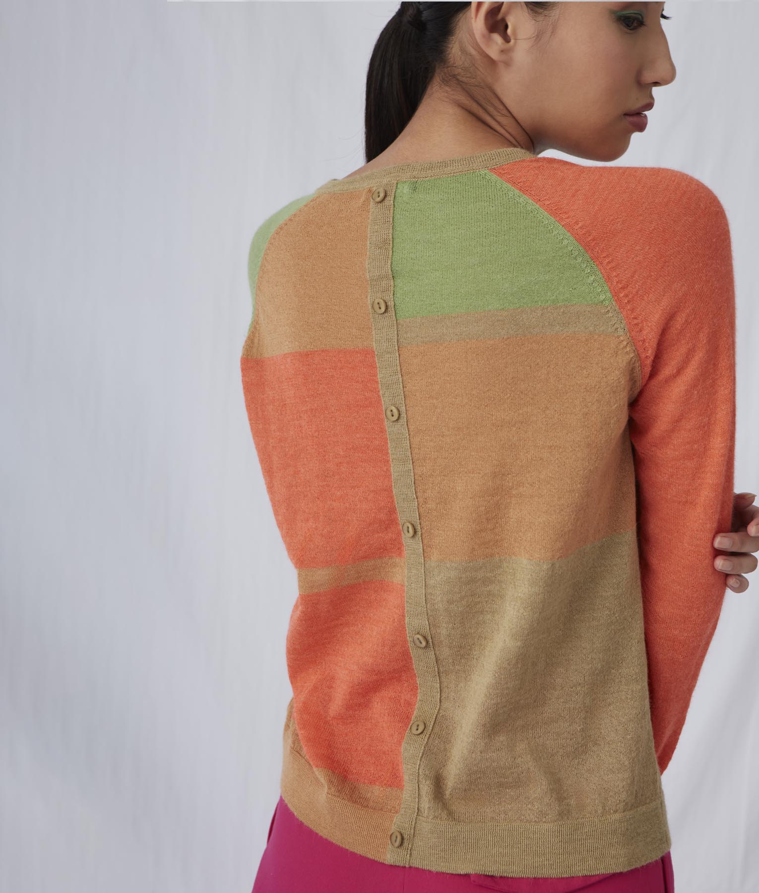 Blocked Intarsia Crew Sweater