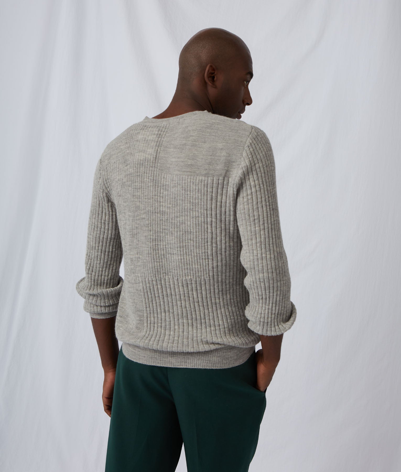 Men's Vee Neck Heavy Rib Sweater