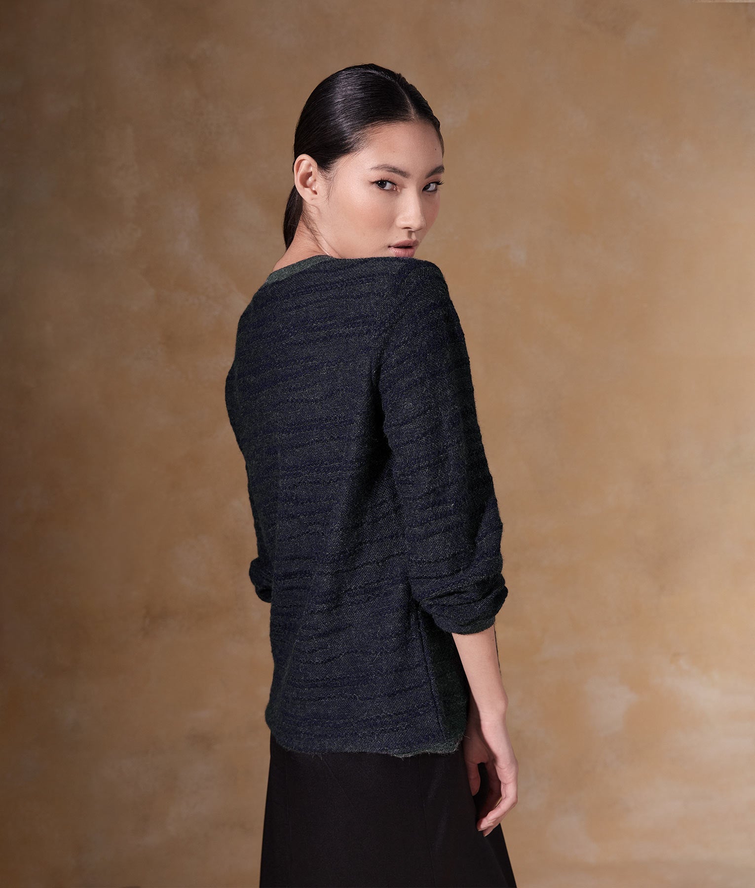 Abstract Lines Sweater - Gray And Midnight Blue