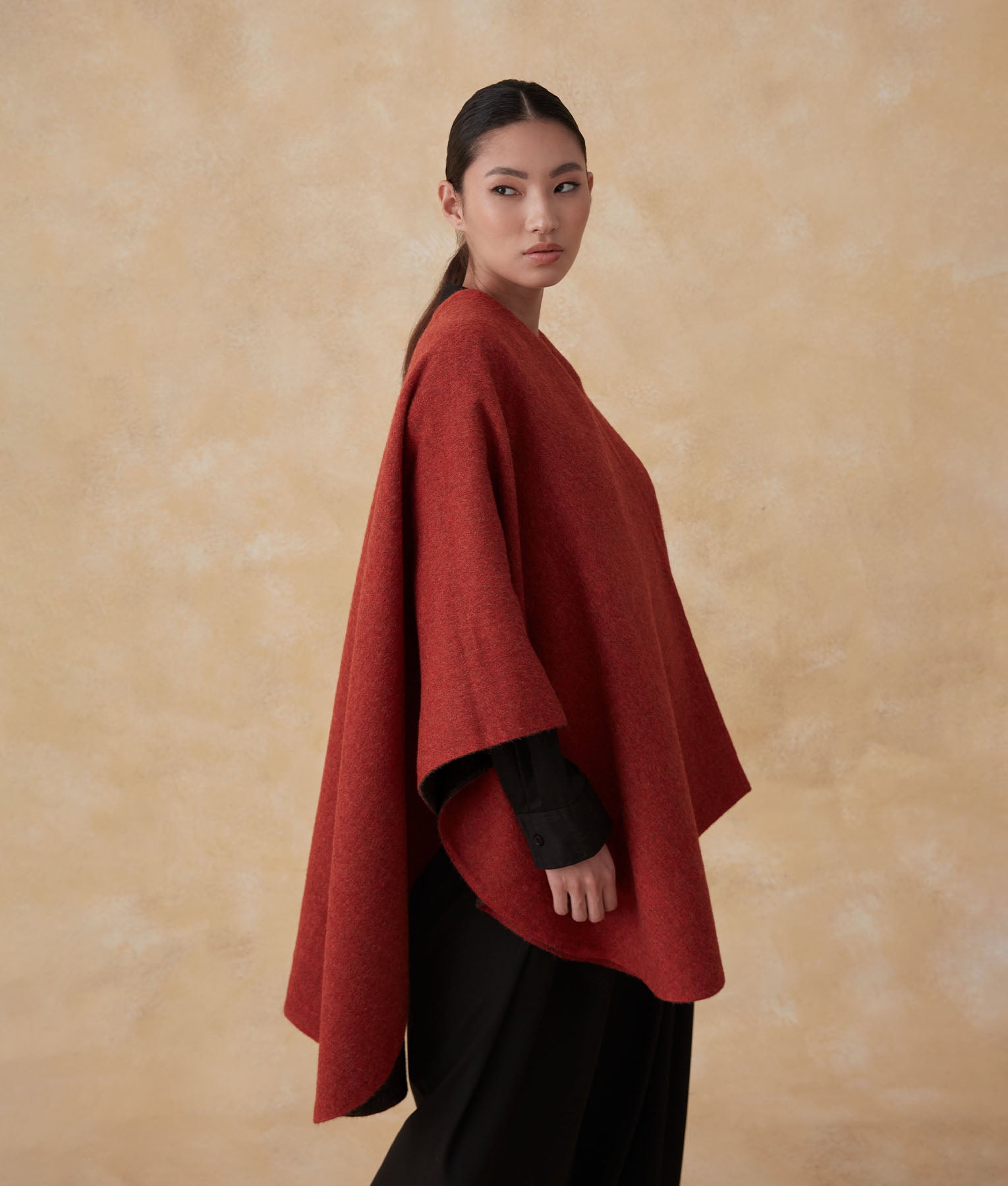Reversible Soft Cape - Frost Gray And Mars Red