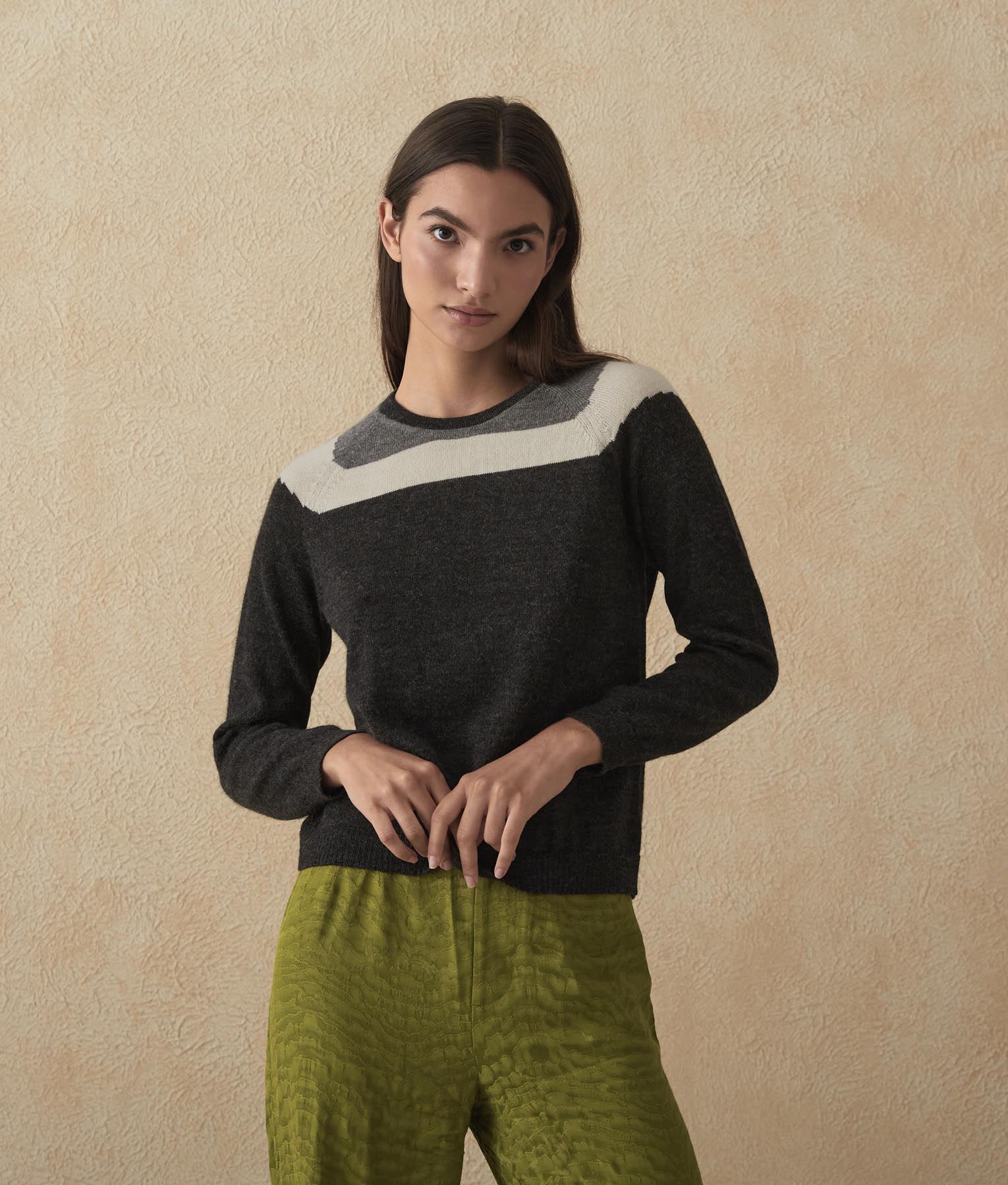 Intarsia Yoked Sweater