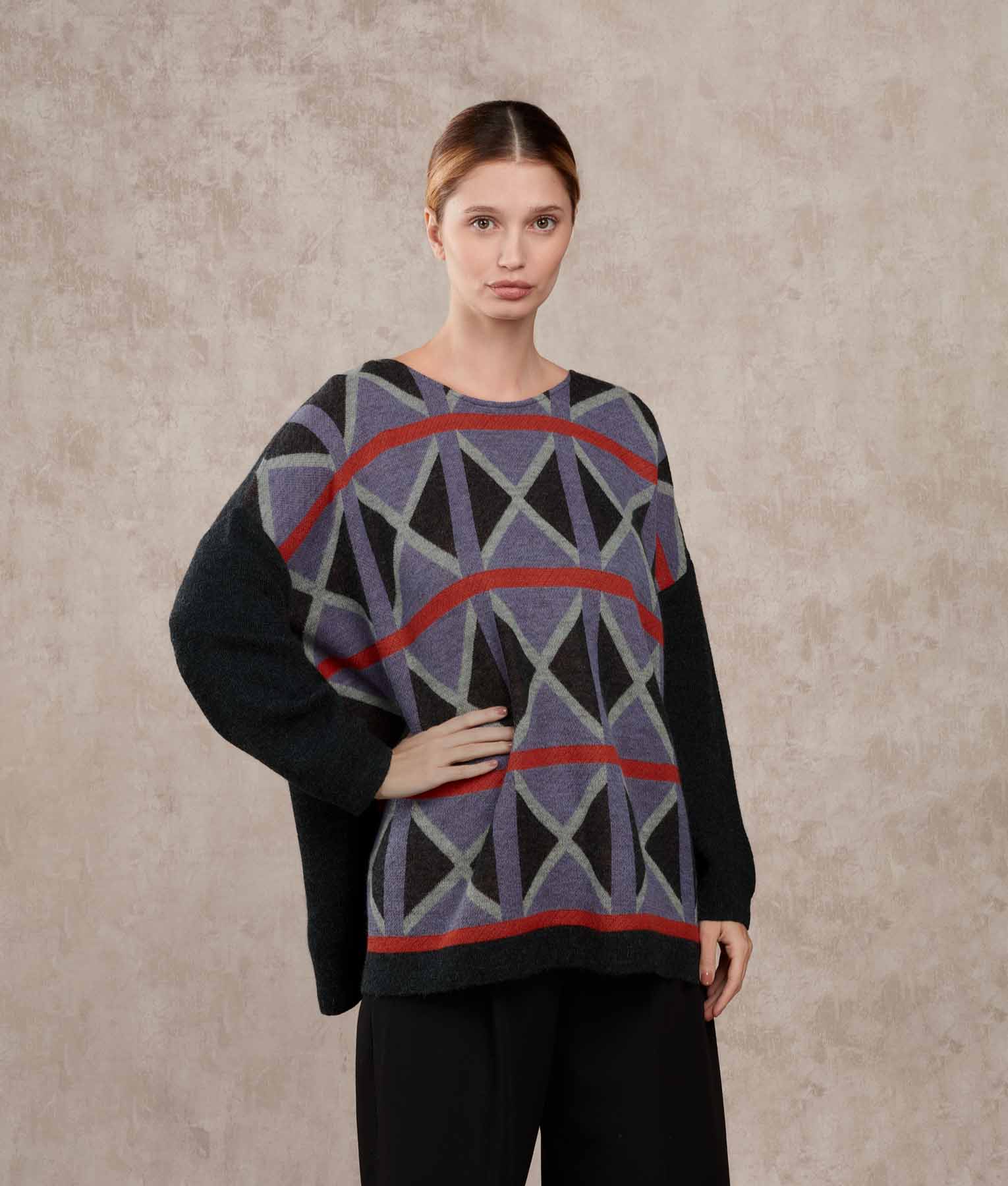 Loose Poncho And Collar - Purple Haze And Koi