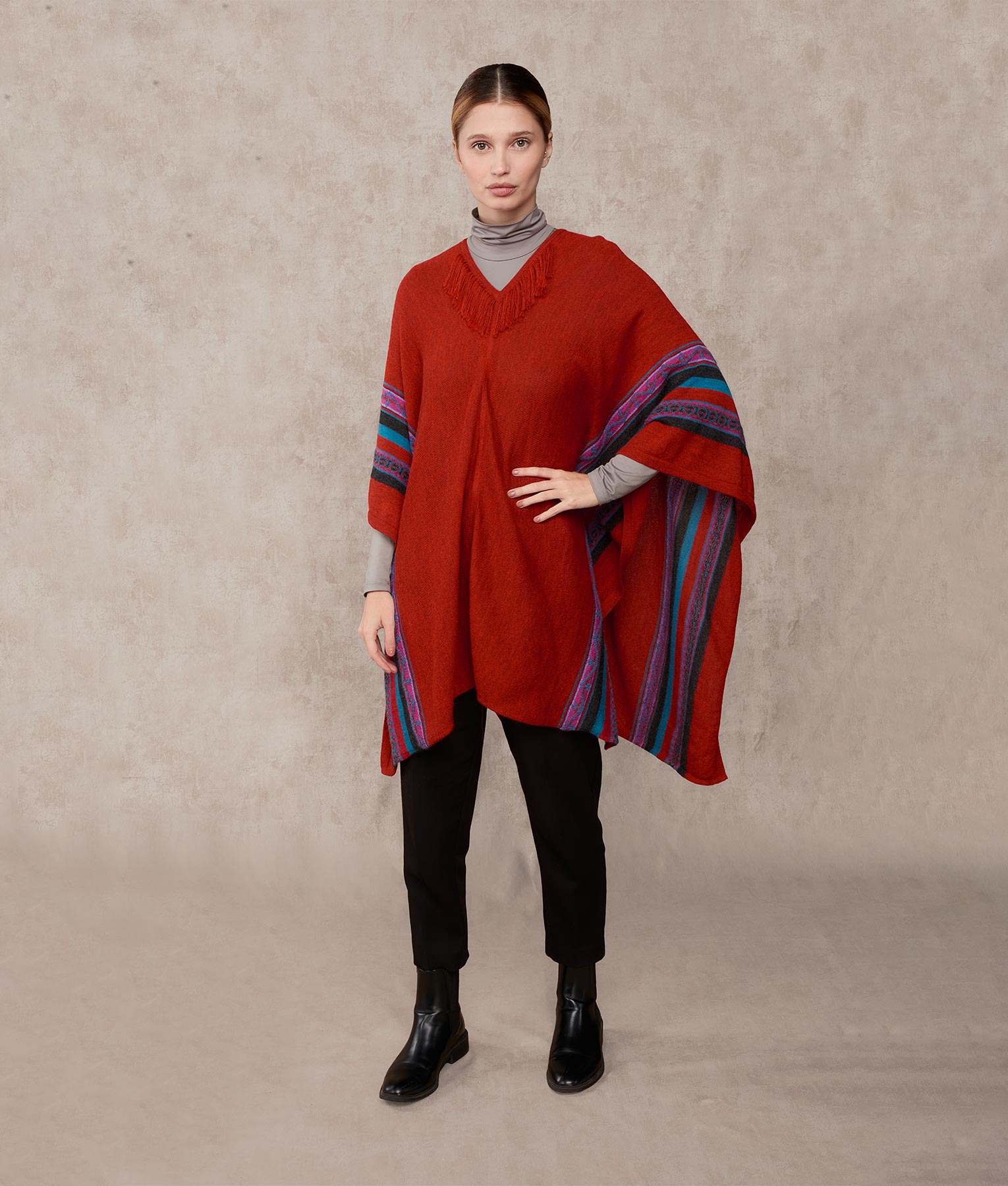 Poncho Rider With Fringe Details