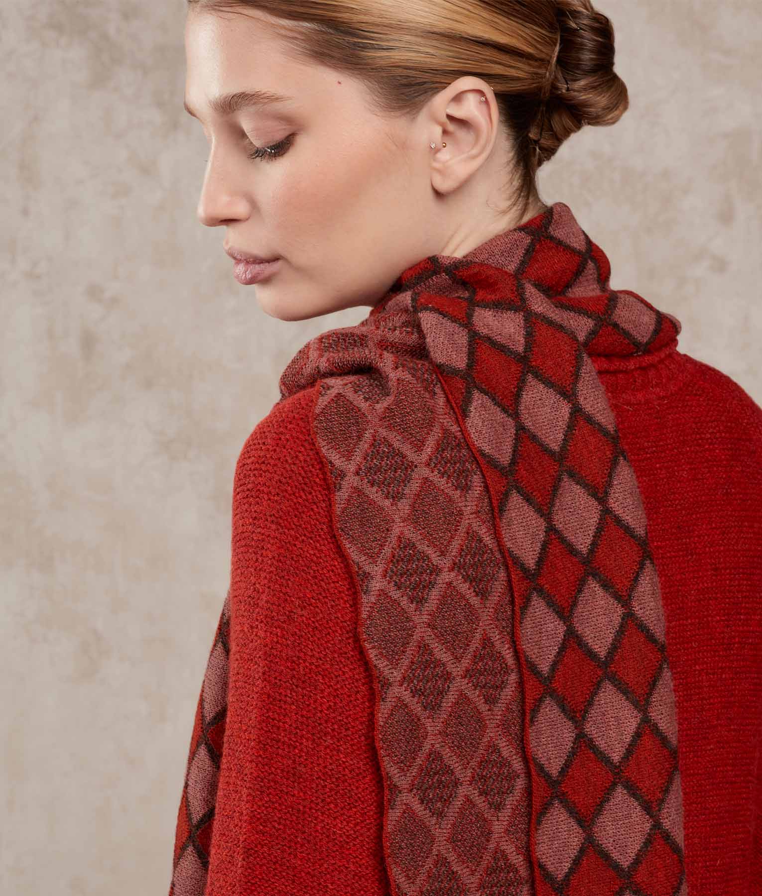 Brick On Brick Scarf - Toasted Ocher And Tulip Wood