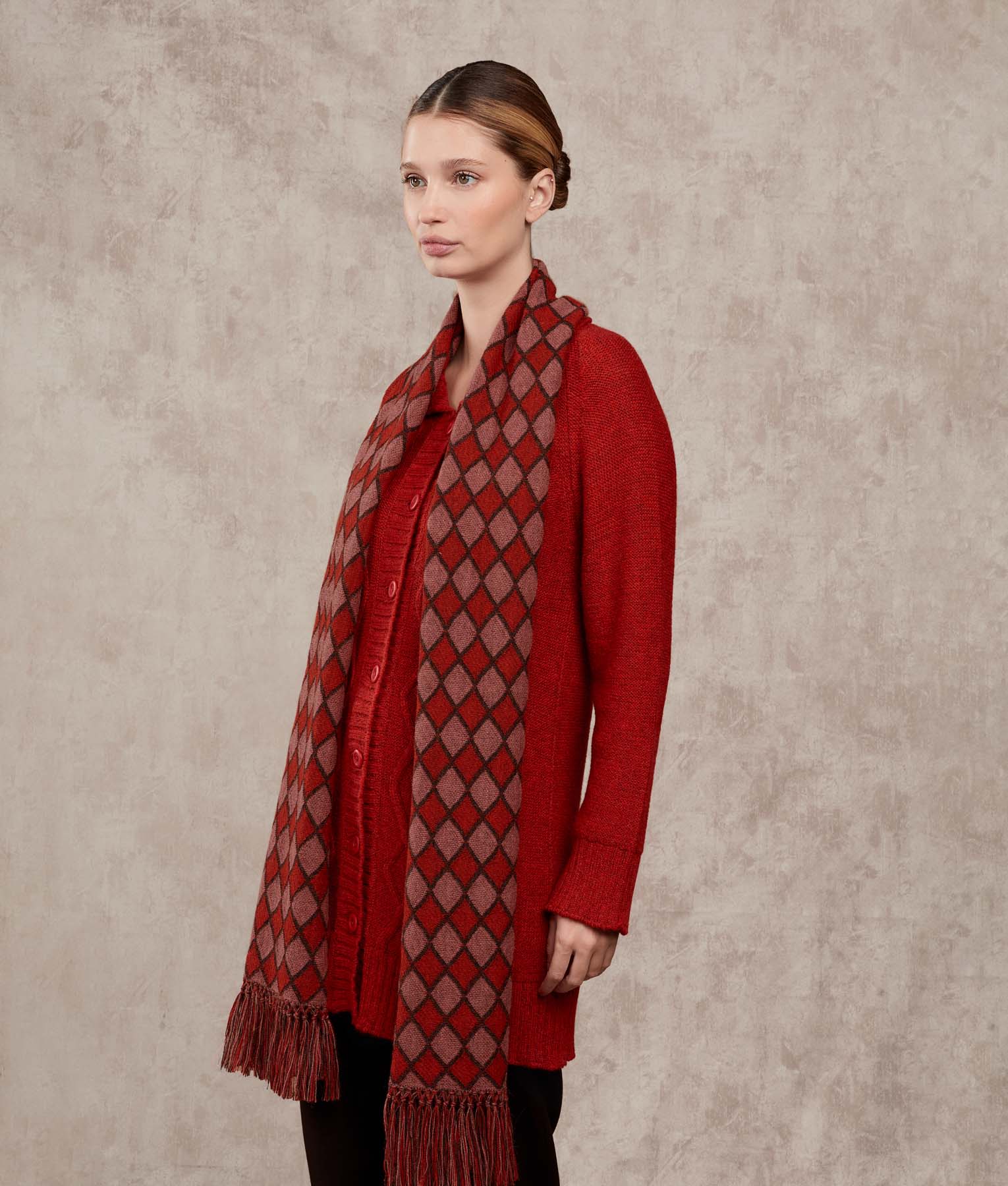Brick On Brick Scarf - Toasted Ocher And Tulip Wood
