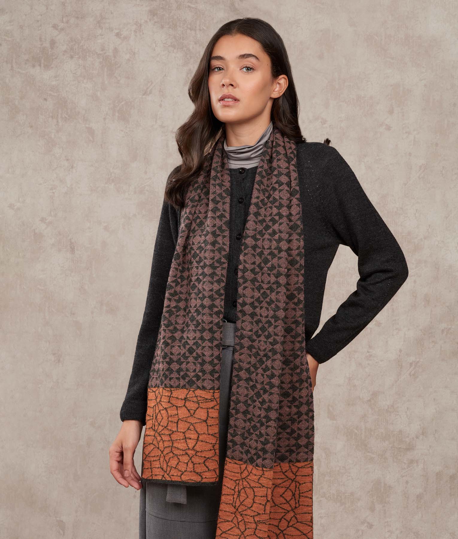 The Fusion Scarf - Espresso And Adobe Gray