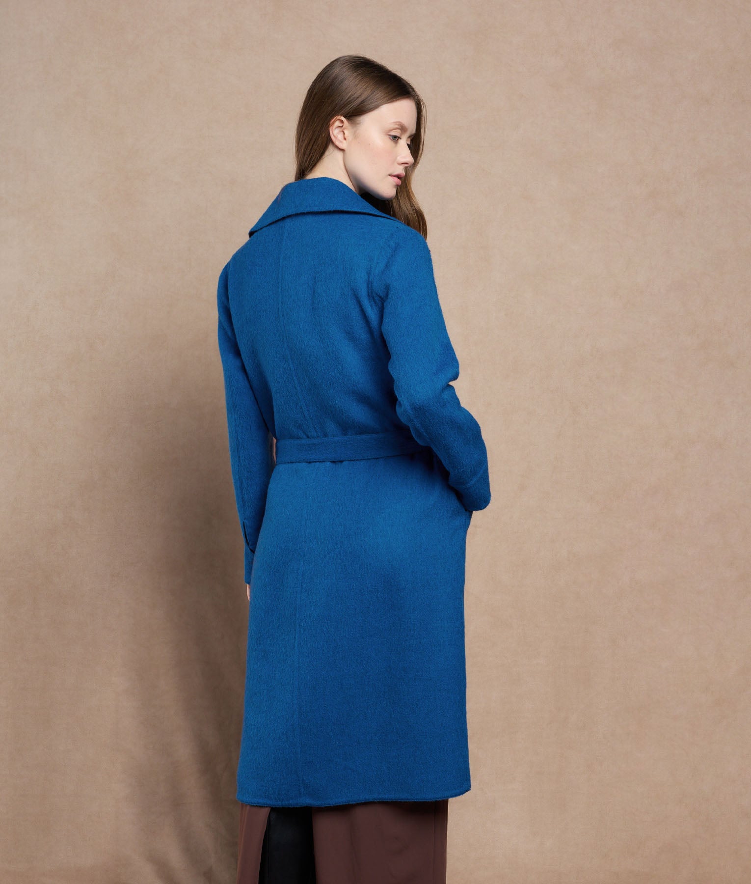 Reversible Oversized Belted Coat - Petrol Blue Y Dark Charcoal